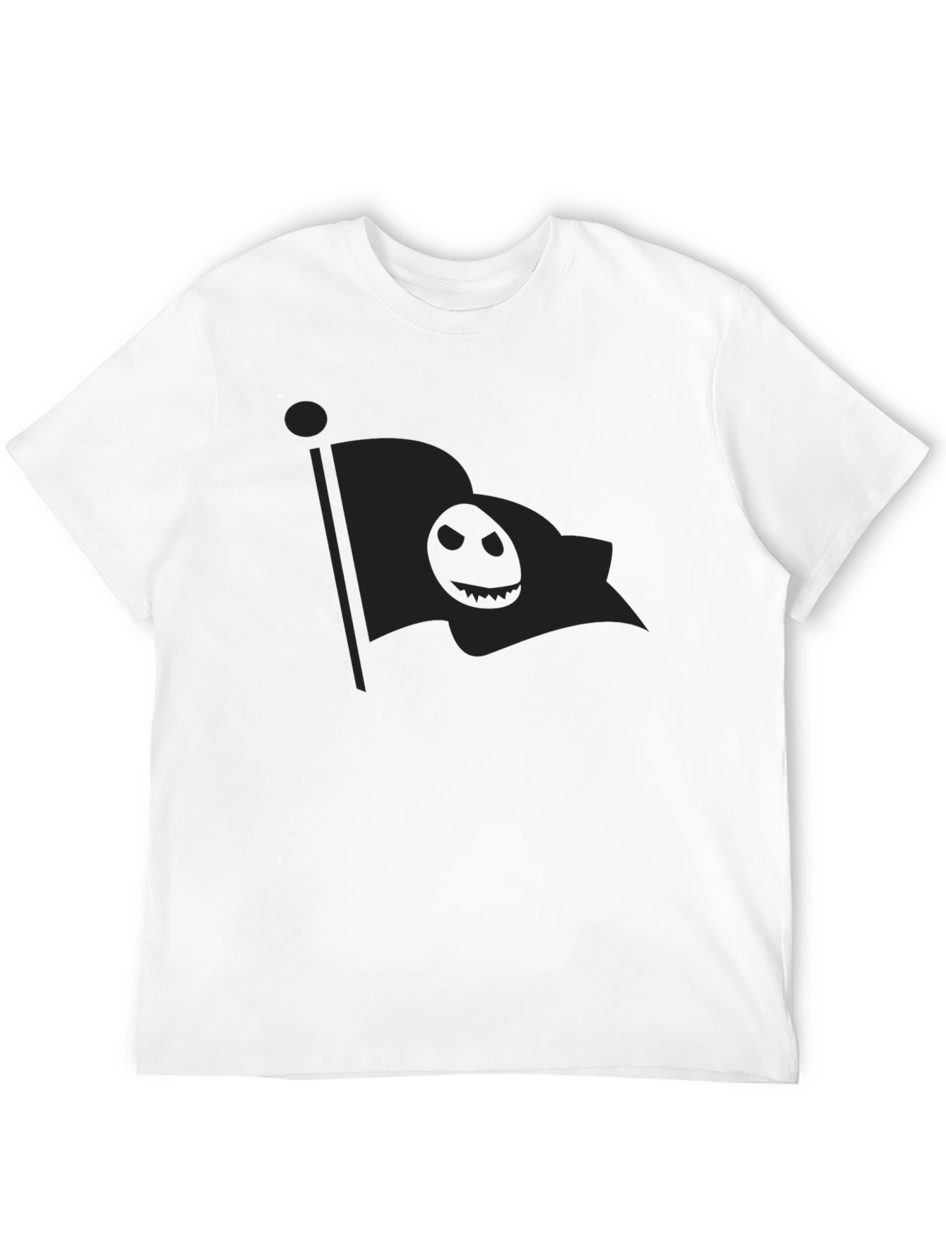 Mens Black T-Shirt with Spooky Flag Graphic