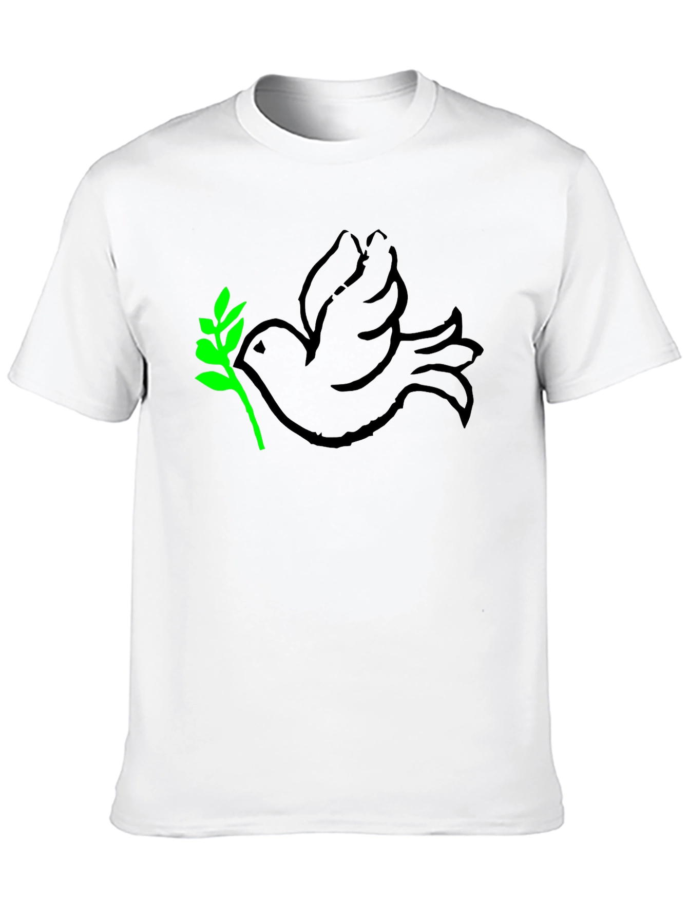 Peace Dove T-Shirt - Black with Green Branch