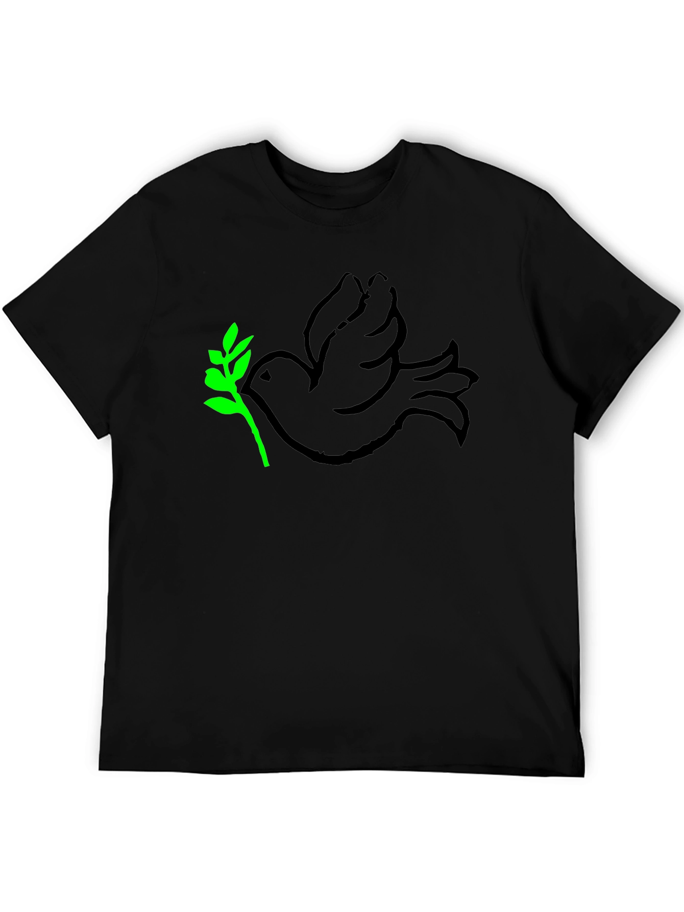 Peace Dove T-Shirt - Black with Green Branch