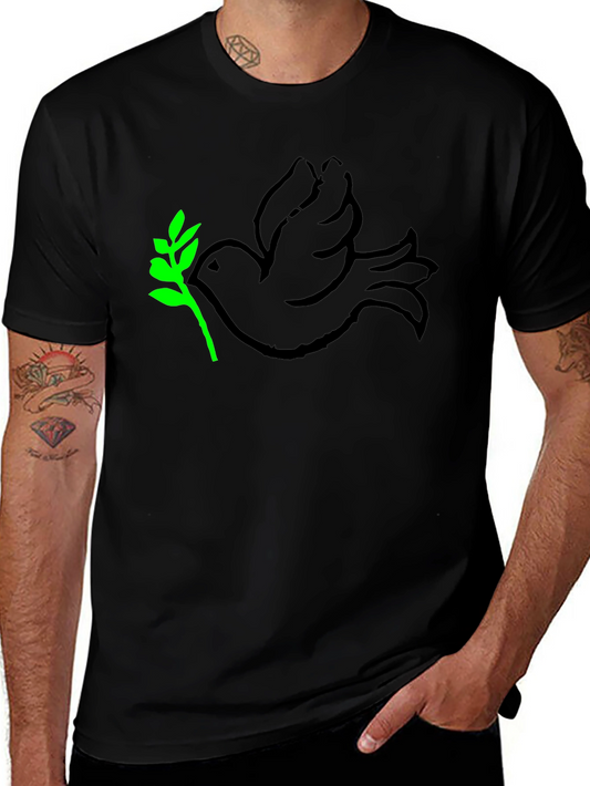 Peace Dove T-Shirt - Black with Green Branch