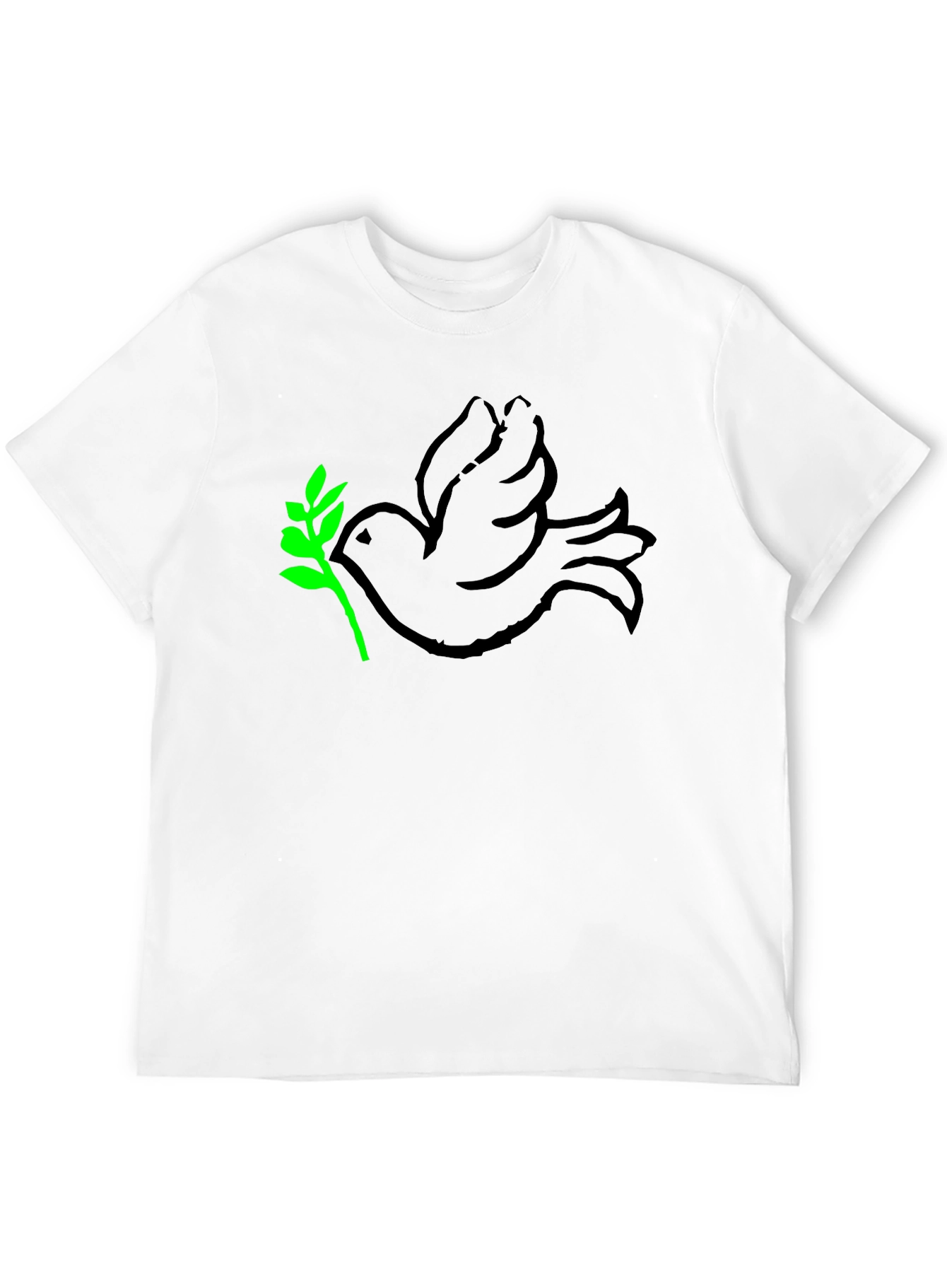Peace Dove T-Shirt - Black with Green Branch