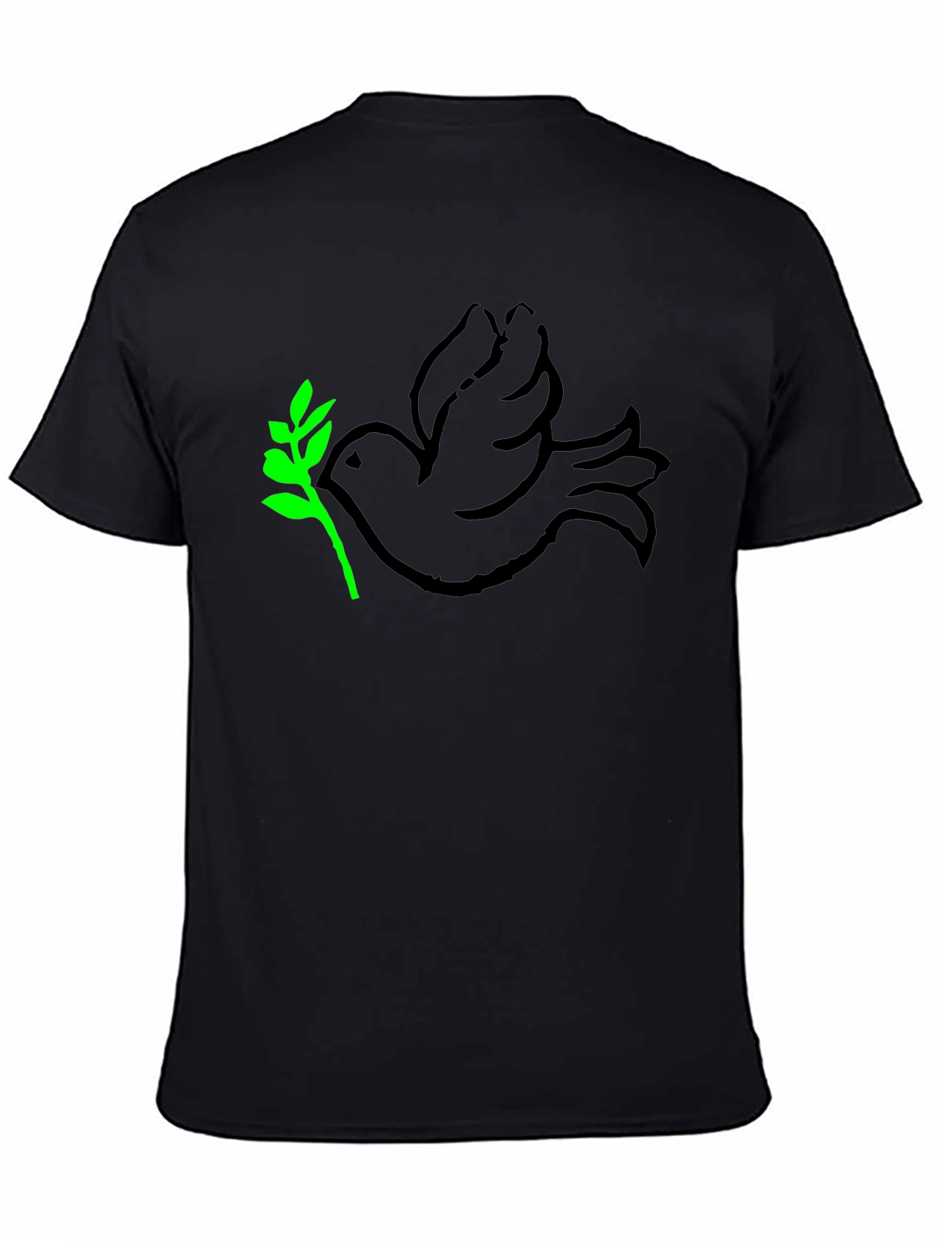 Peace Dove T-Shirt - Black with Green Branch