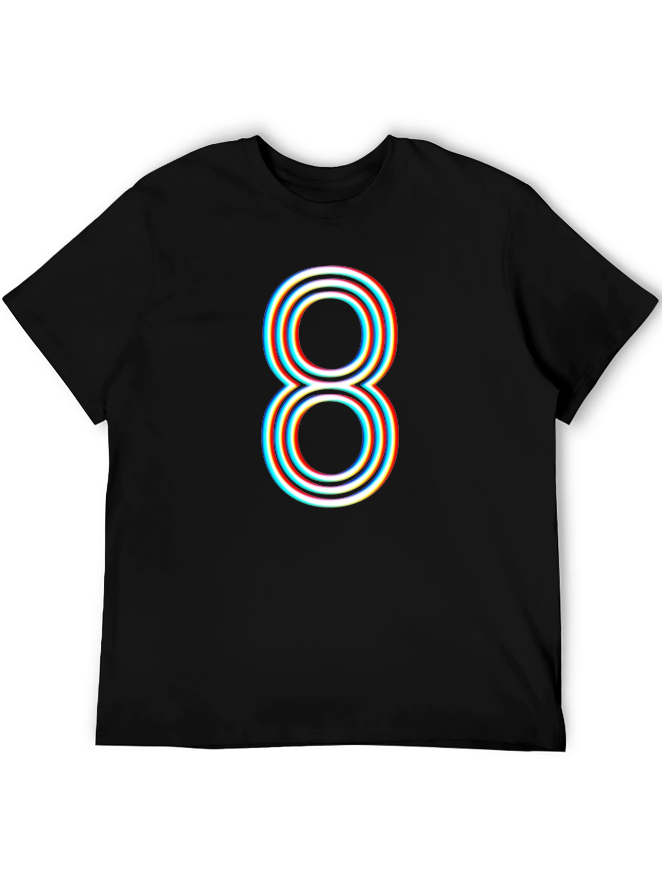 Retro 3D Number 8 Graphic T-Shirt