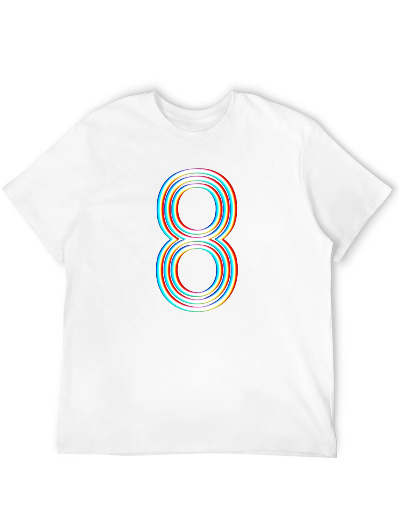 Retro 3D Number 8 Graphic T-Shirt