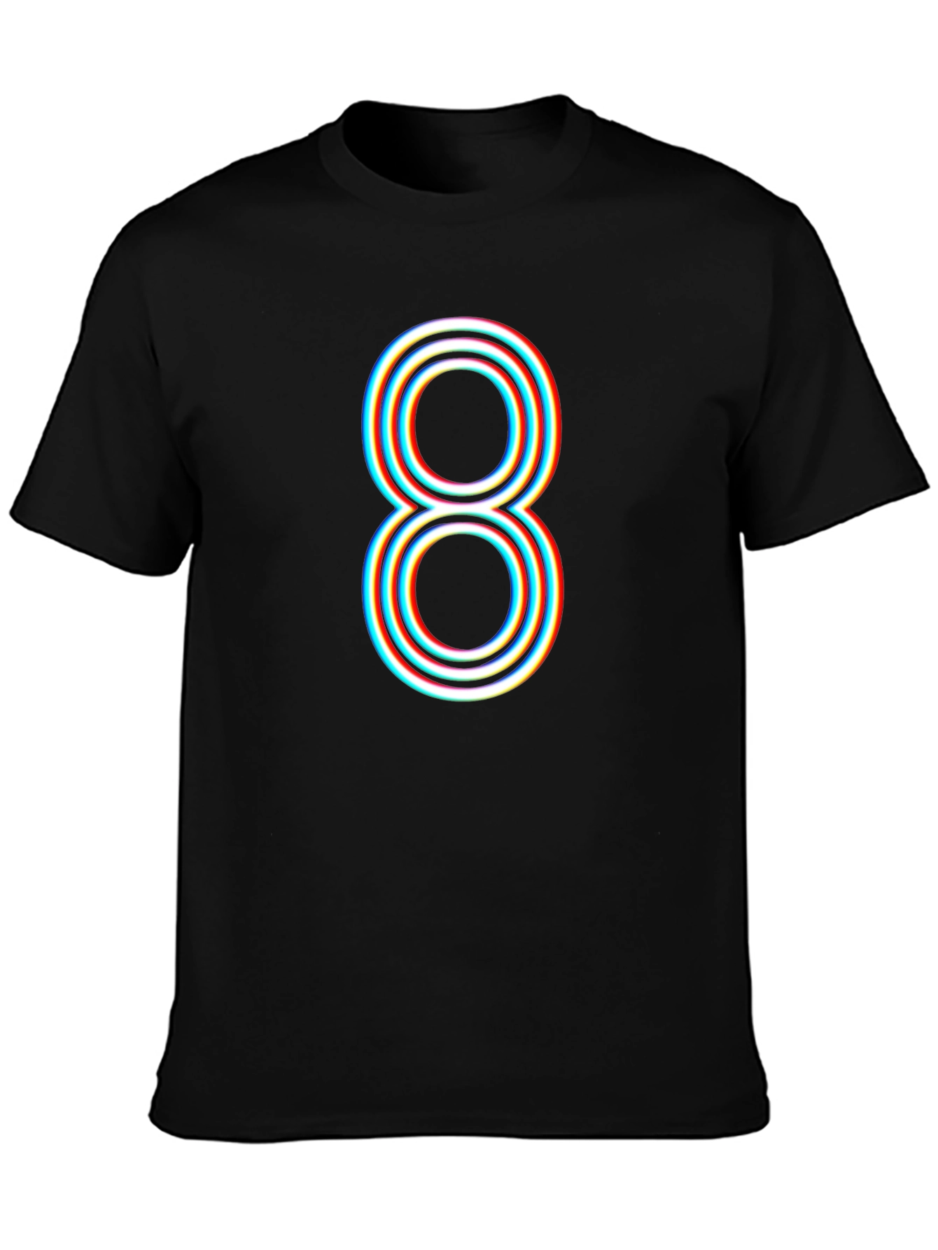 Retro 3D Number 8 Graphic T-Shirt