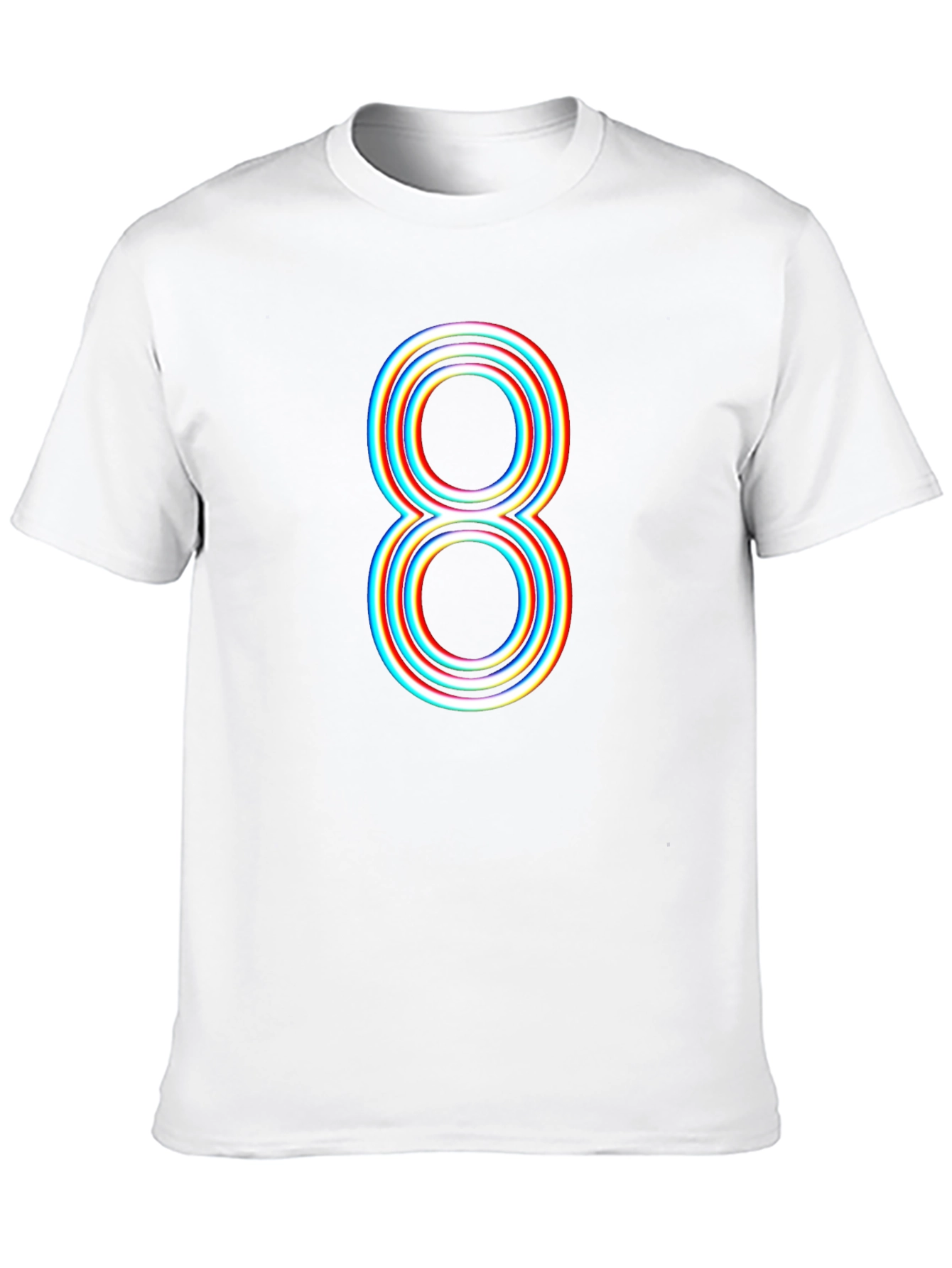 Retro 3D Number 8 Graphic T-Shirt