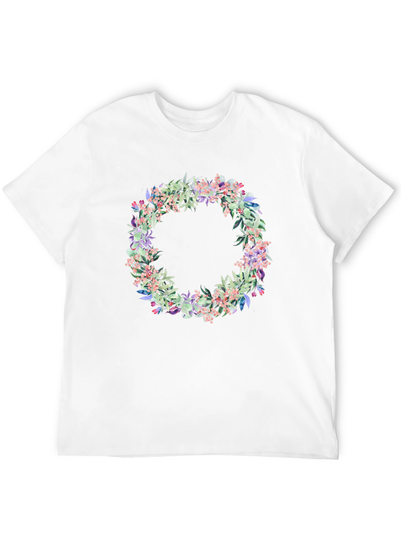 Floral Wreath Graphic Black T-Shirt