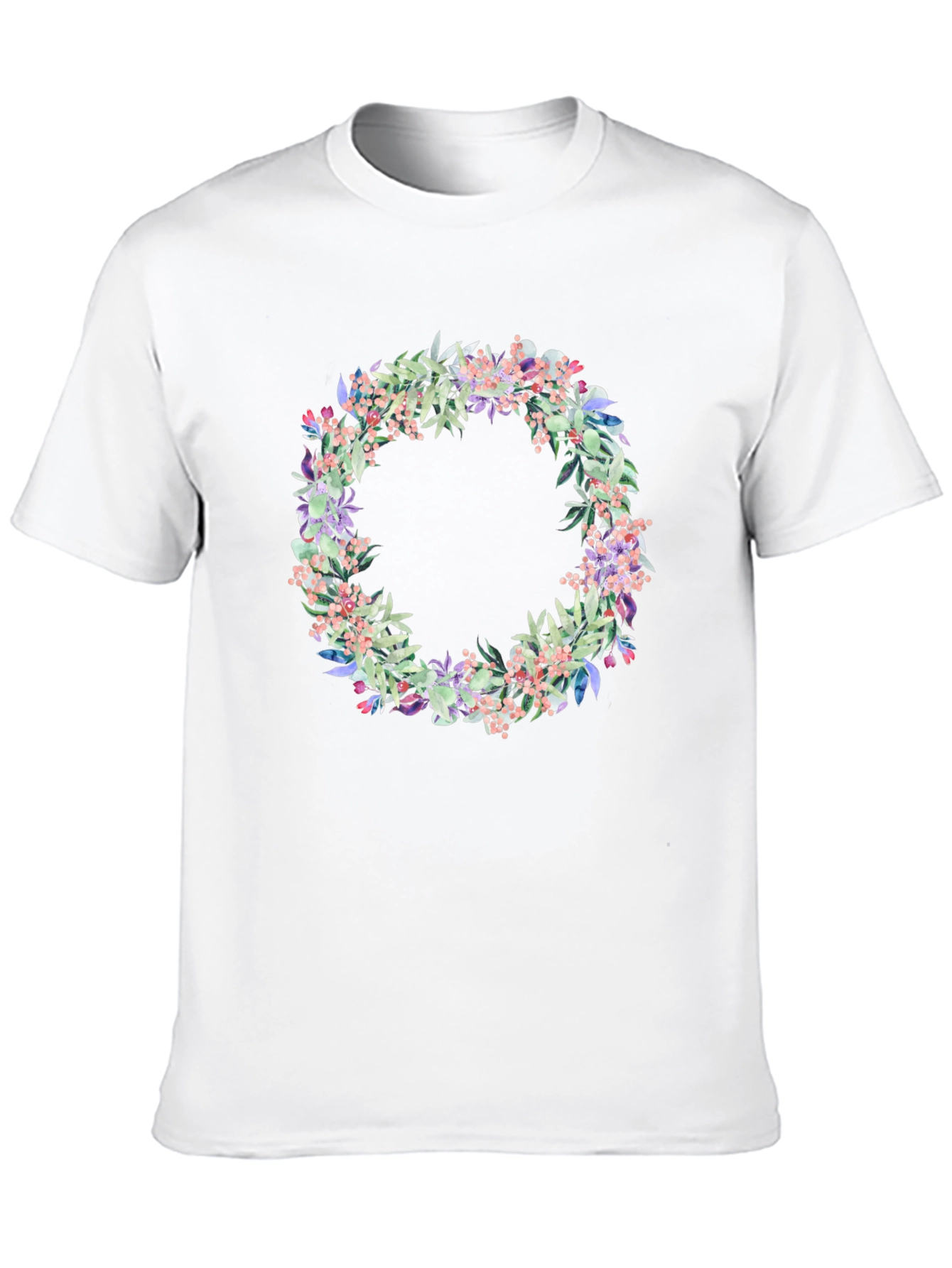 Floral Wreath Graphic Black T-Shirt