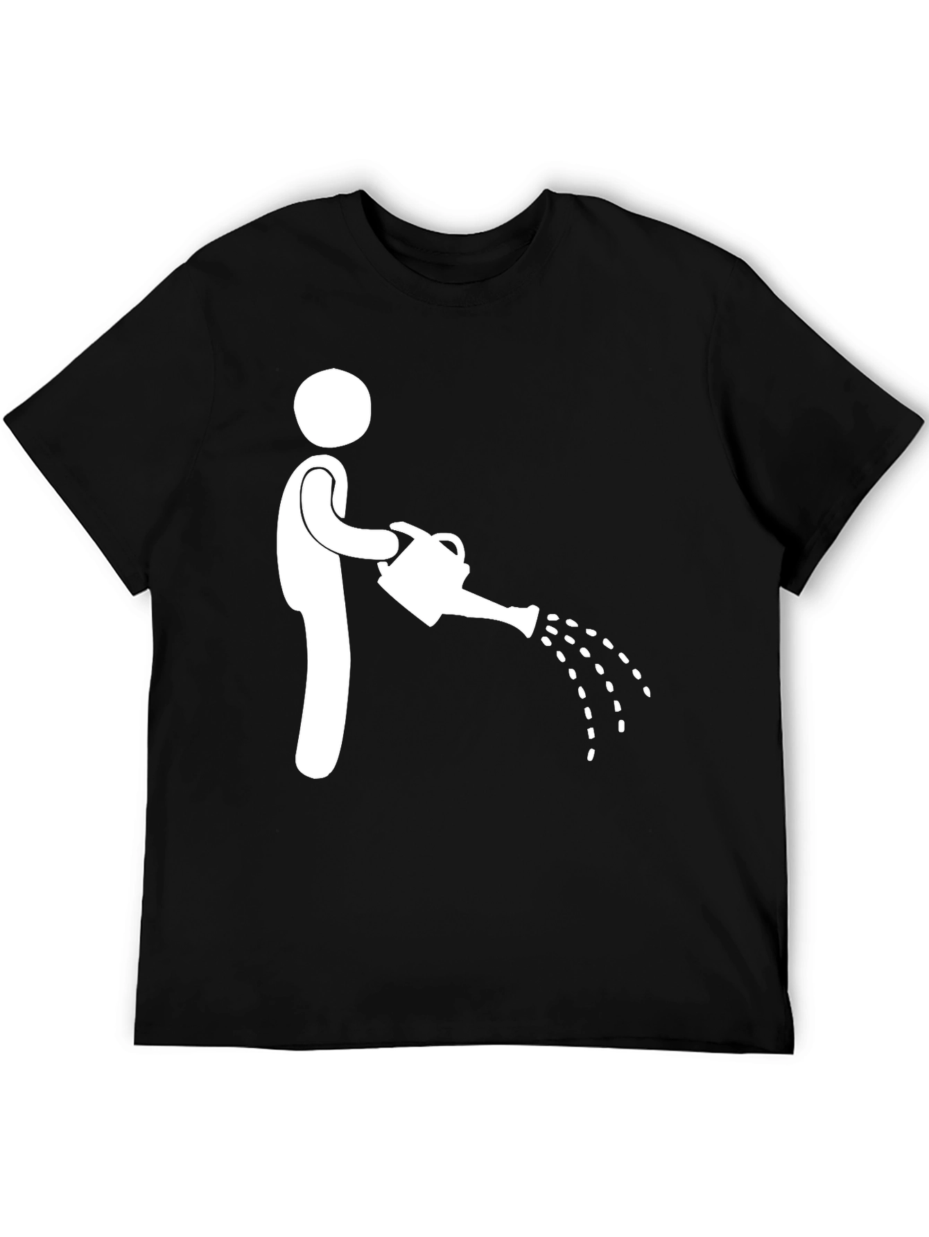 Humorous Stick Figure Watering Can Graphic Tee