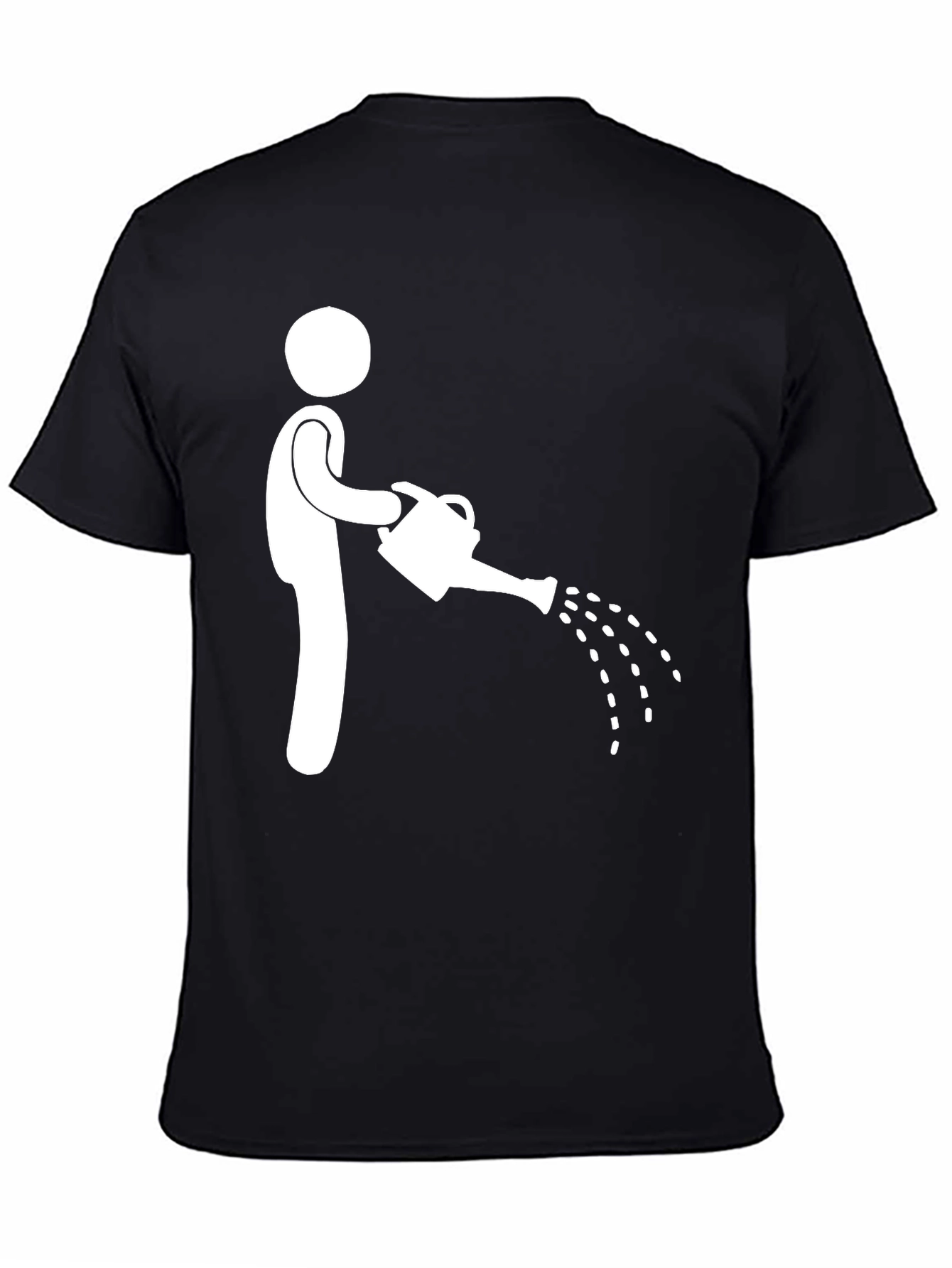 Humorous Stick Figure Watering Can Graphic Tee