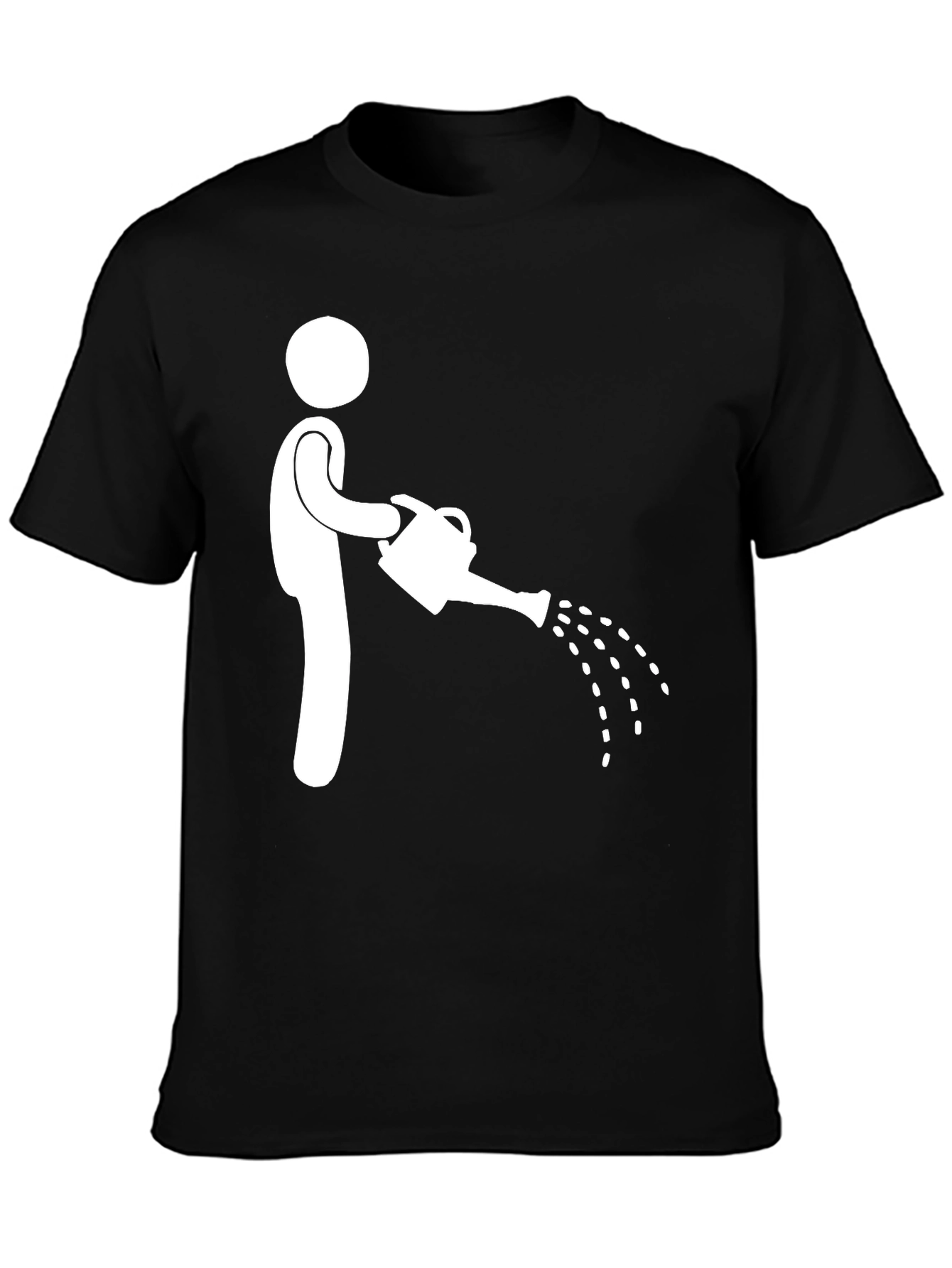 Humorous Stick Figure Watering Can Graphic Tee