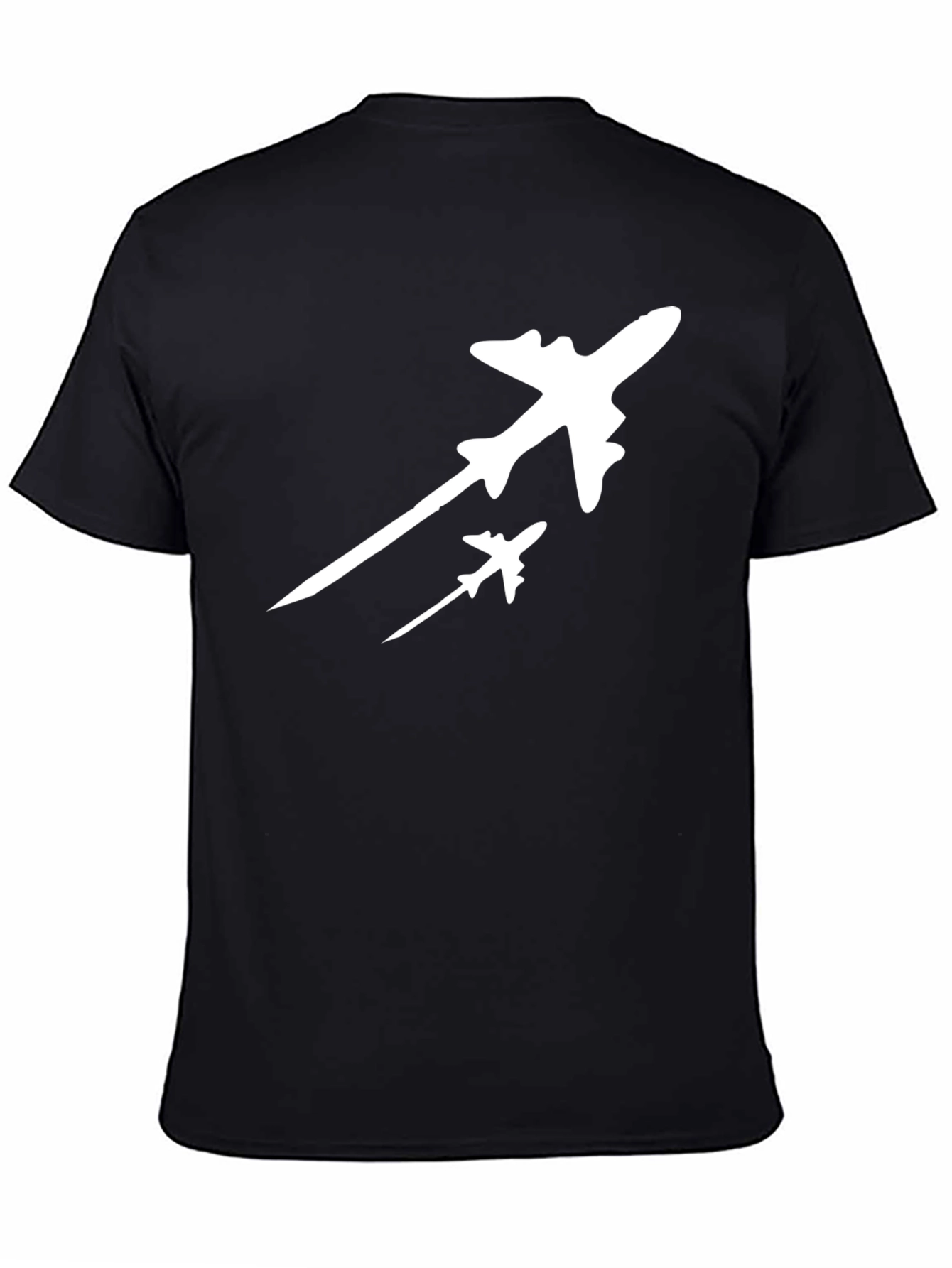 Aircraft Silhouette Graphic Tee - Black Cotton