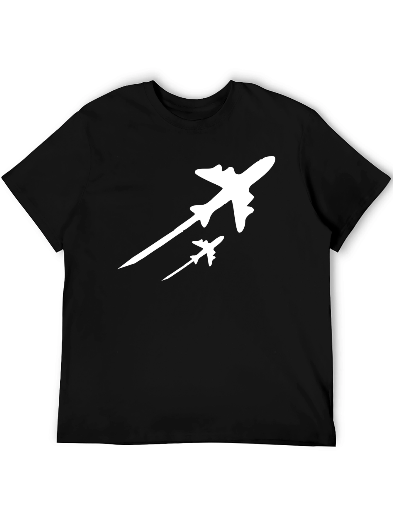 Aircraft Silhouette Graphic Tee - Black Cotton