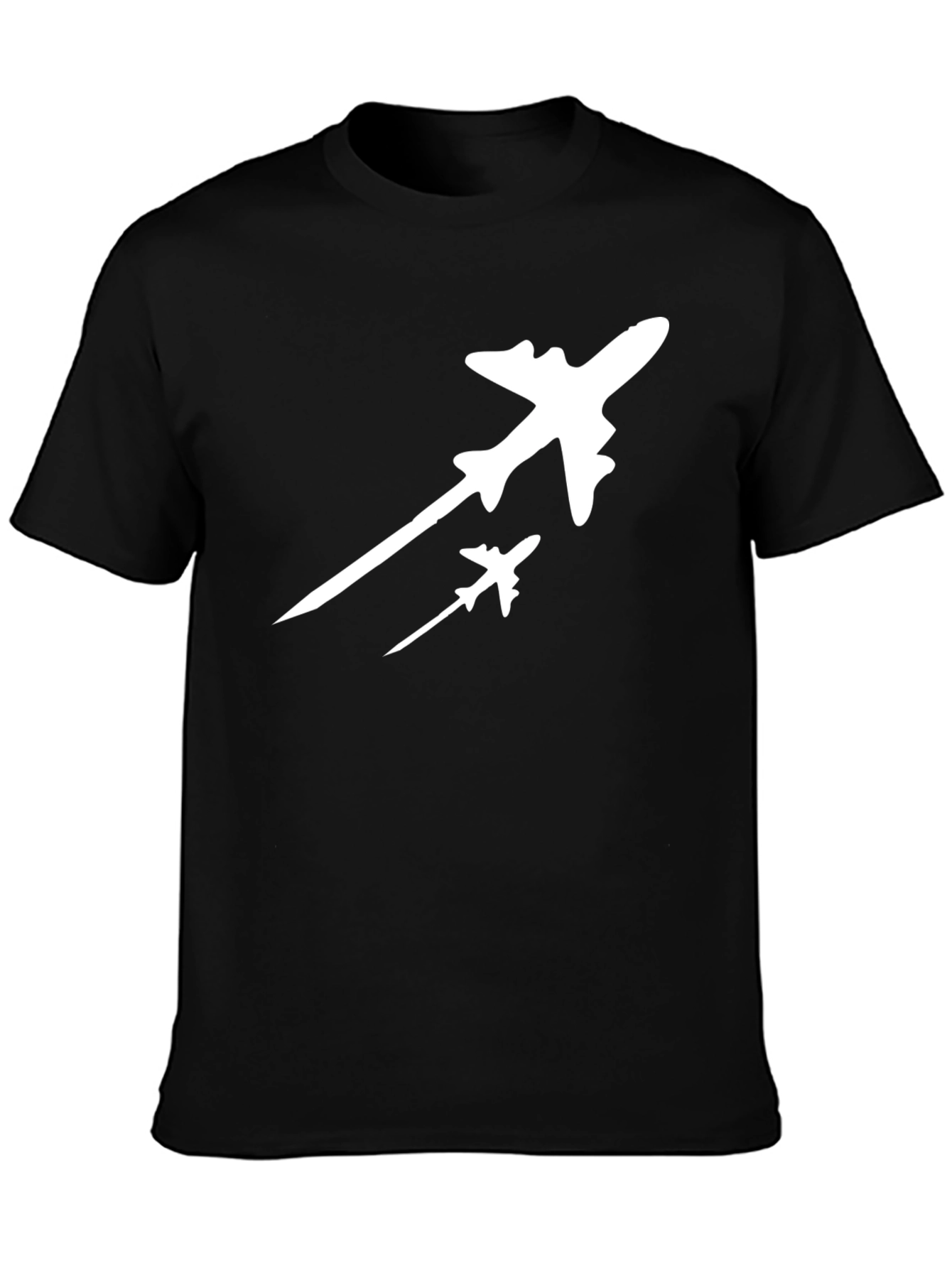 Aircraft Silhouette Graphic Tee - Black Cotton