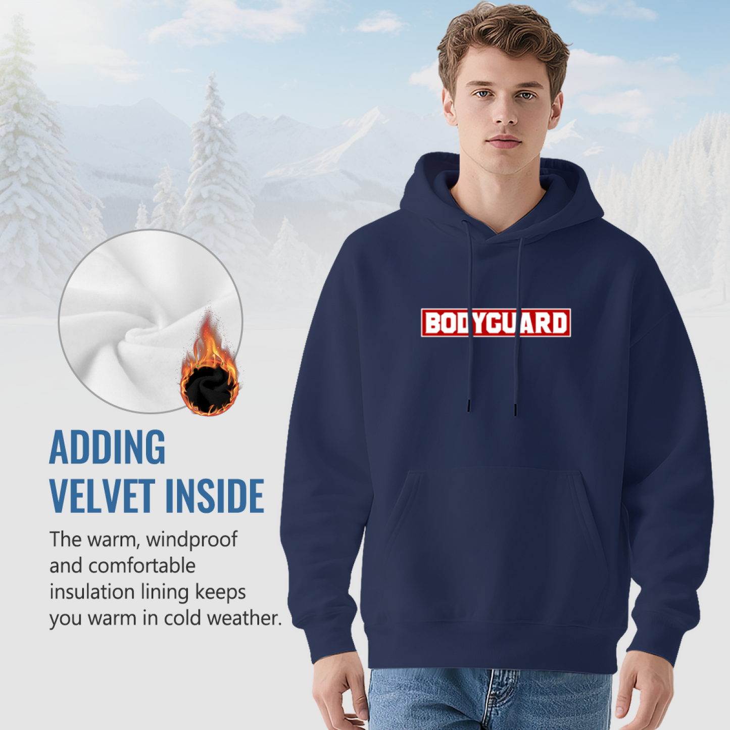 Bold Bodyguard Text Graphic Hoodie, Casual Comfort Top