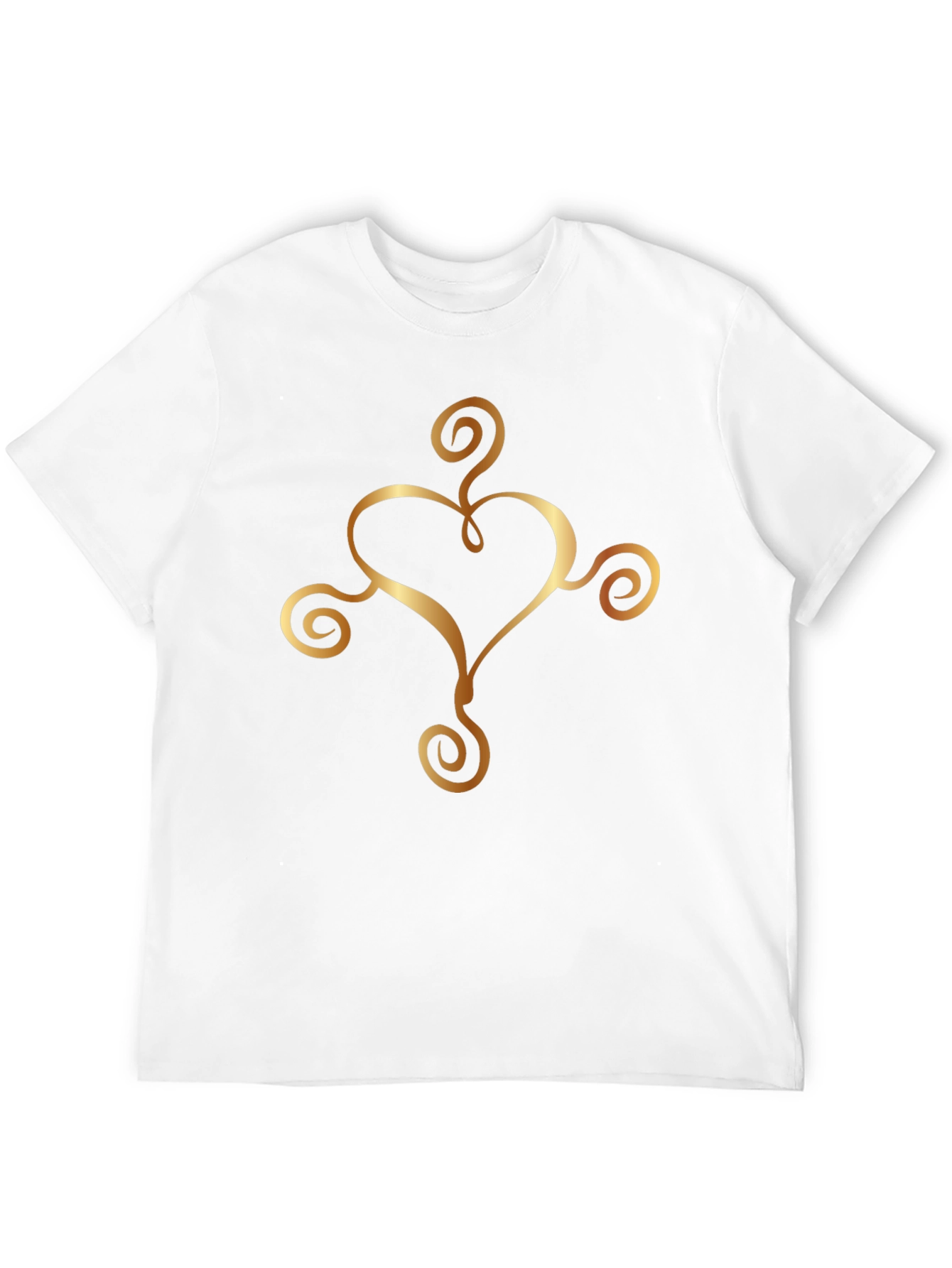 Elegant Heart Swirl Graphic Black T-Shirt