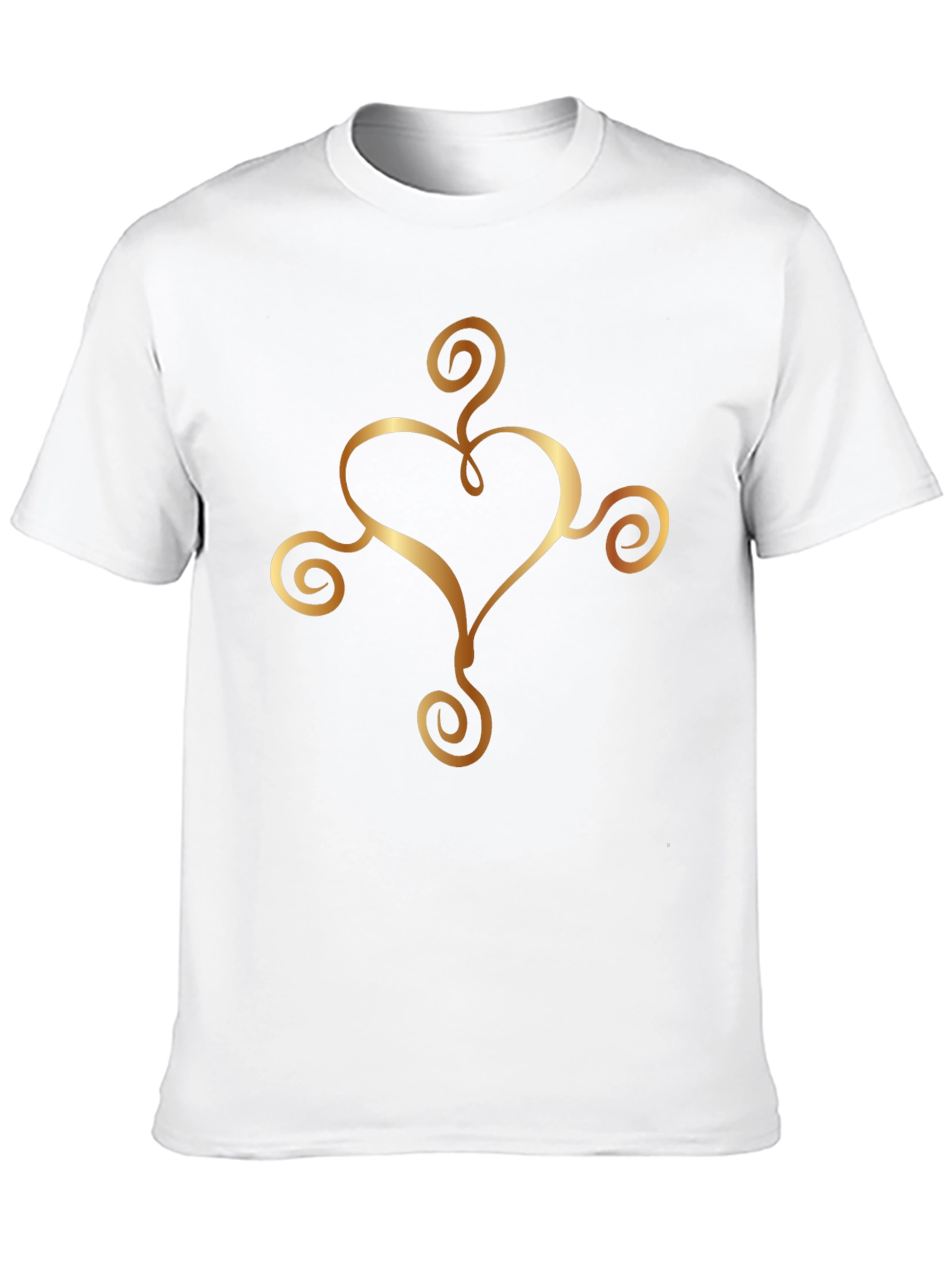 Elegant Heart Swirl Graphic Black T-Shirt