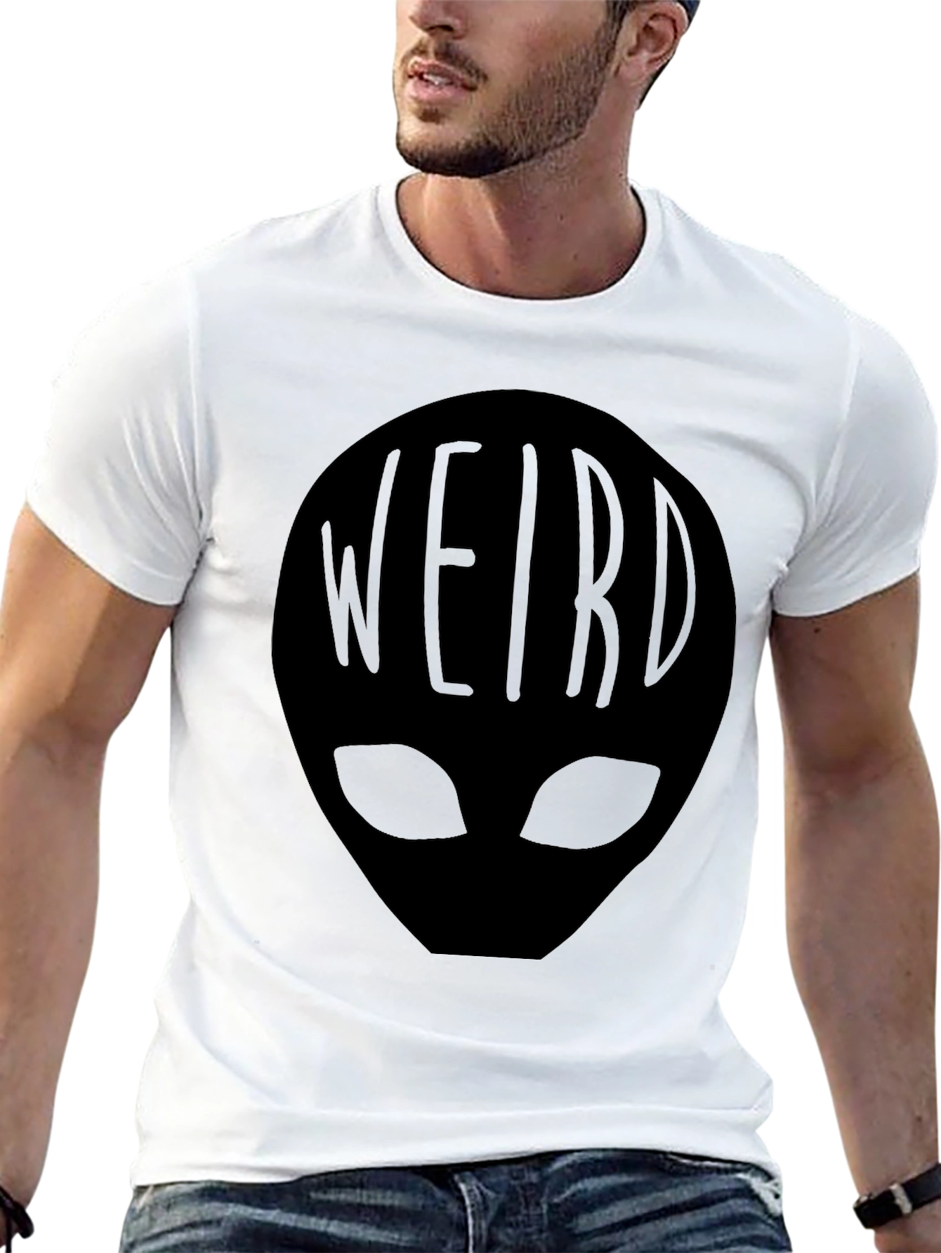 Weird Alien Head T-Shirt - Black Graphic Tee