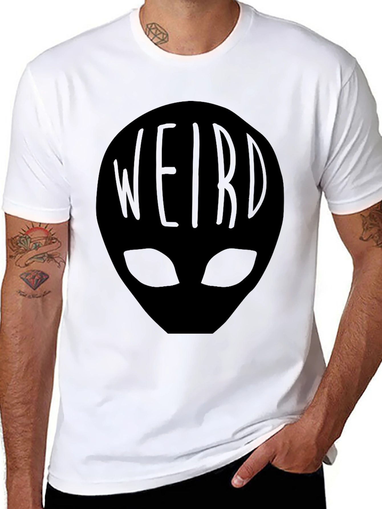 Weird Alien Head T-Shirt - Black Graphic Tee