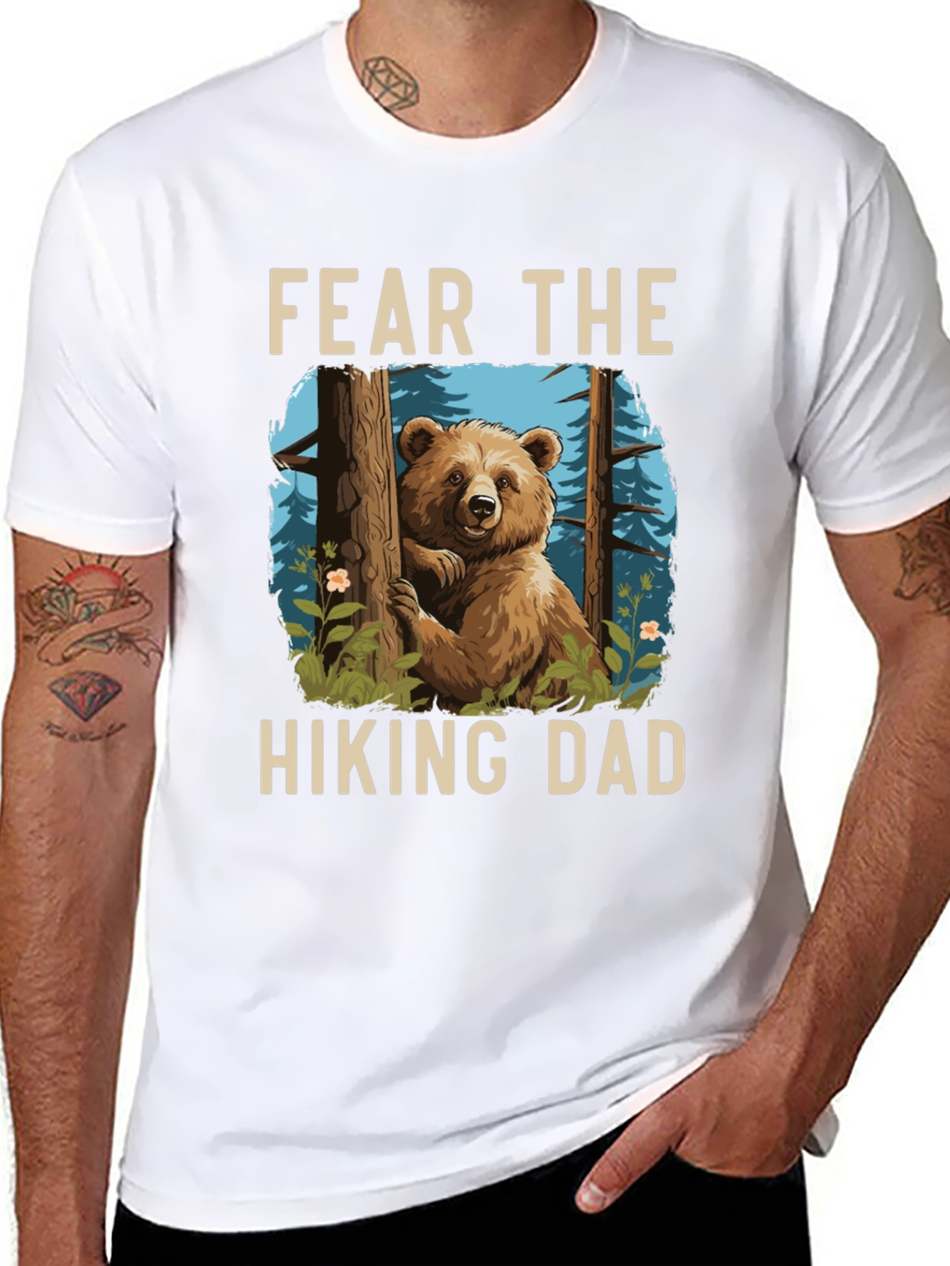 Fear The Hiking Dad T-Shirt - Bear Graphic Tee