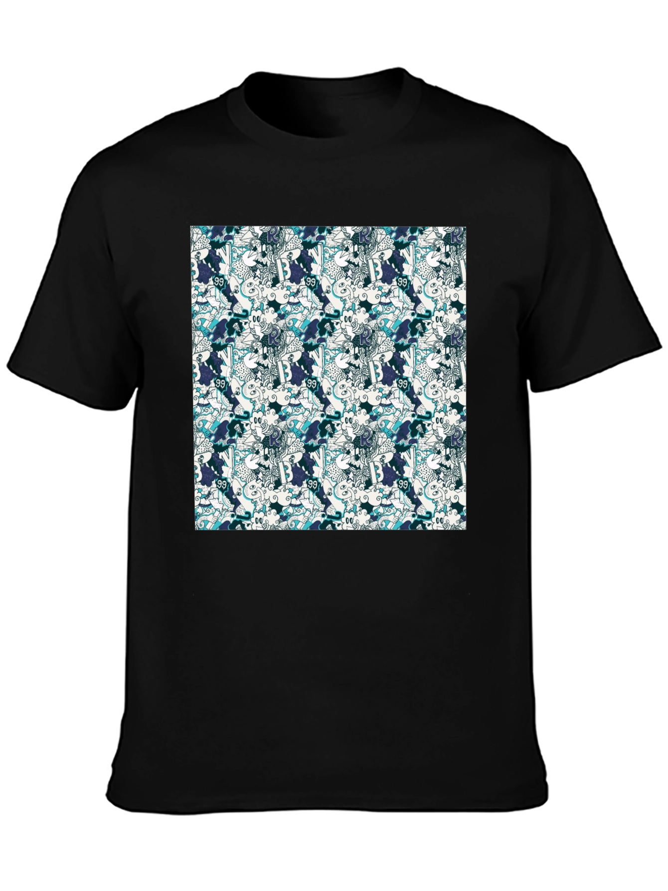 Cool Patterned Black T-Shirt