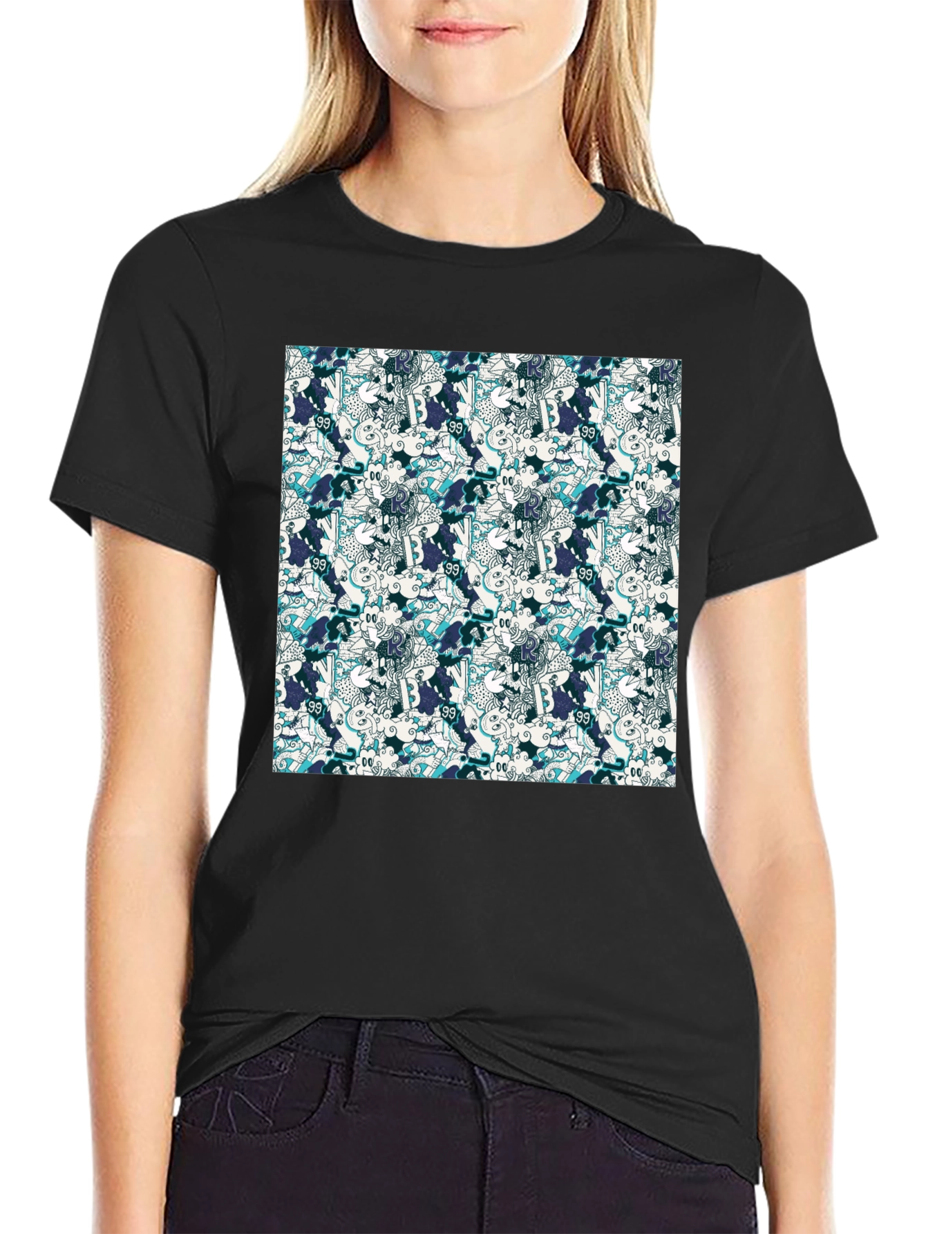 Cool Patterned Black T-Shirt