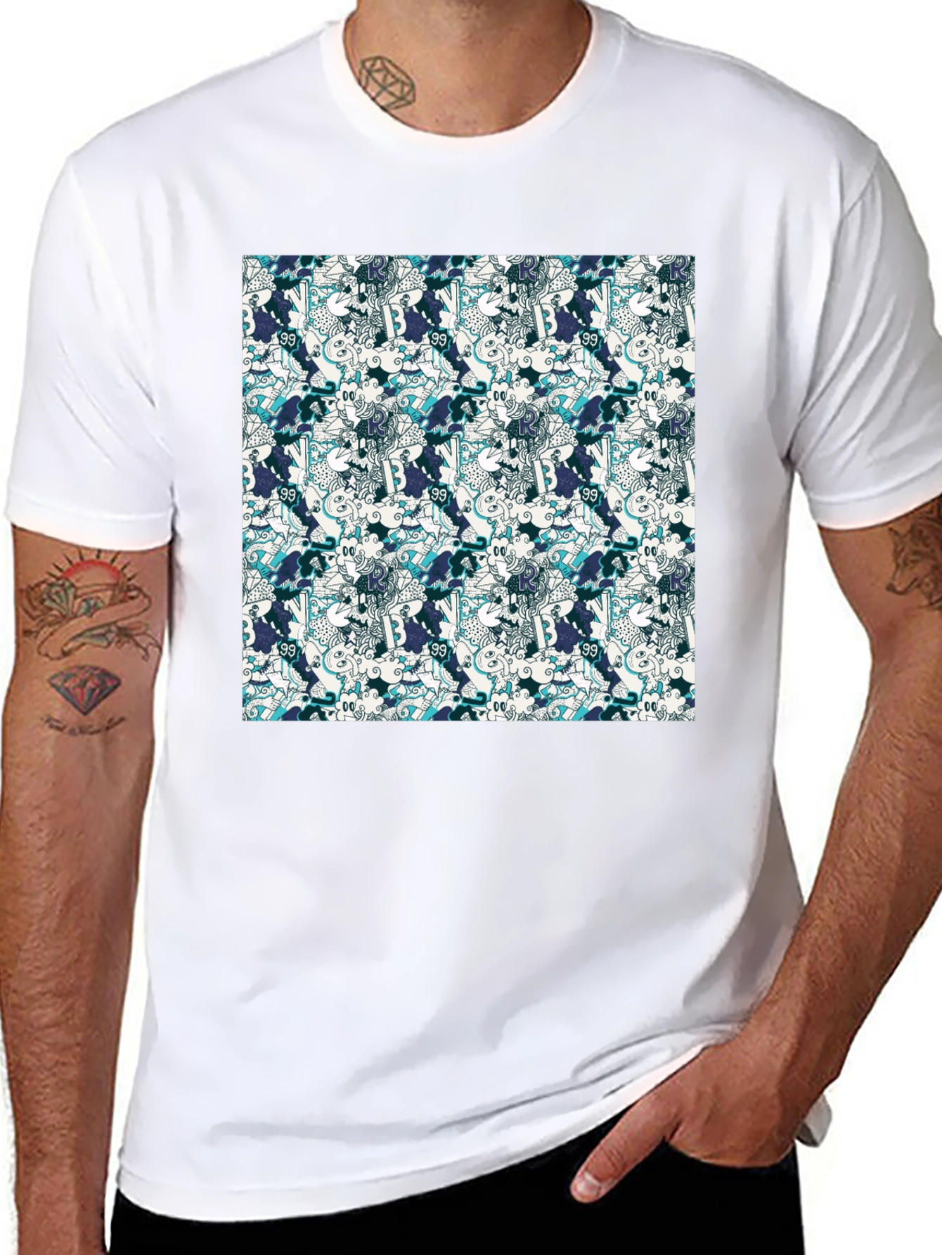 Cool Patterned Black T-Shirt