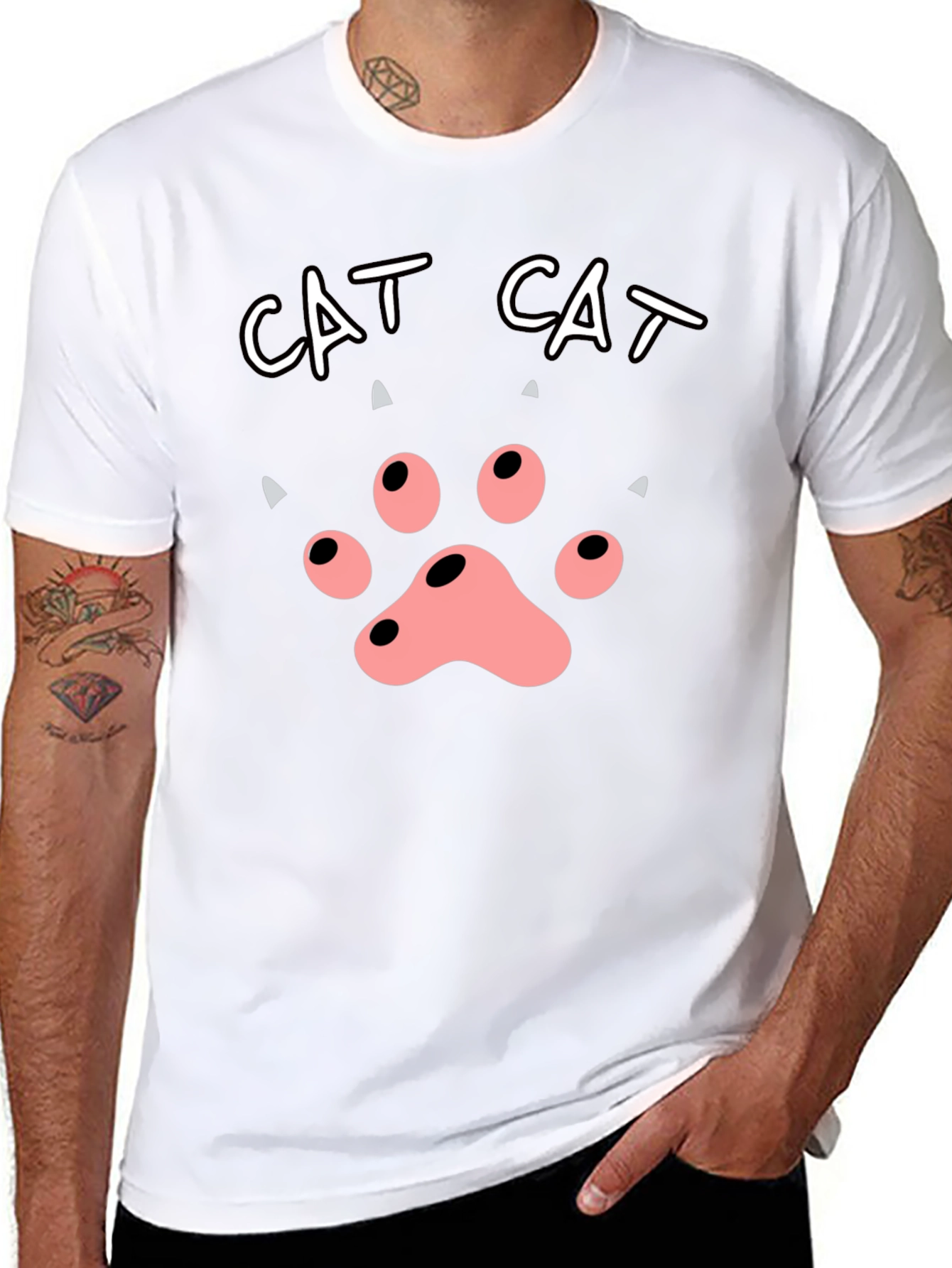 Cat Paw Print T-Shirt - Black
