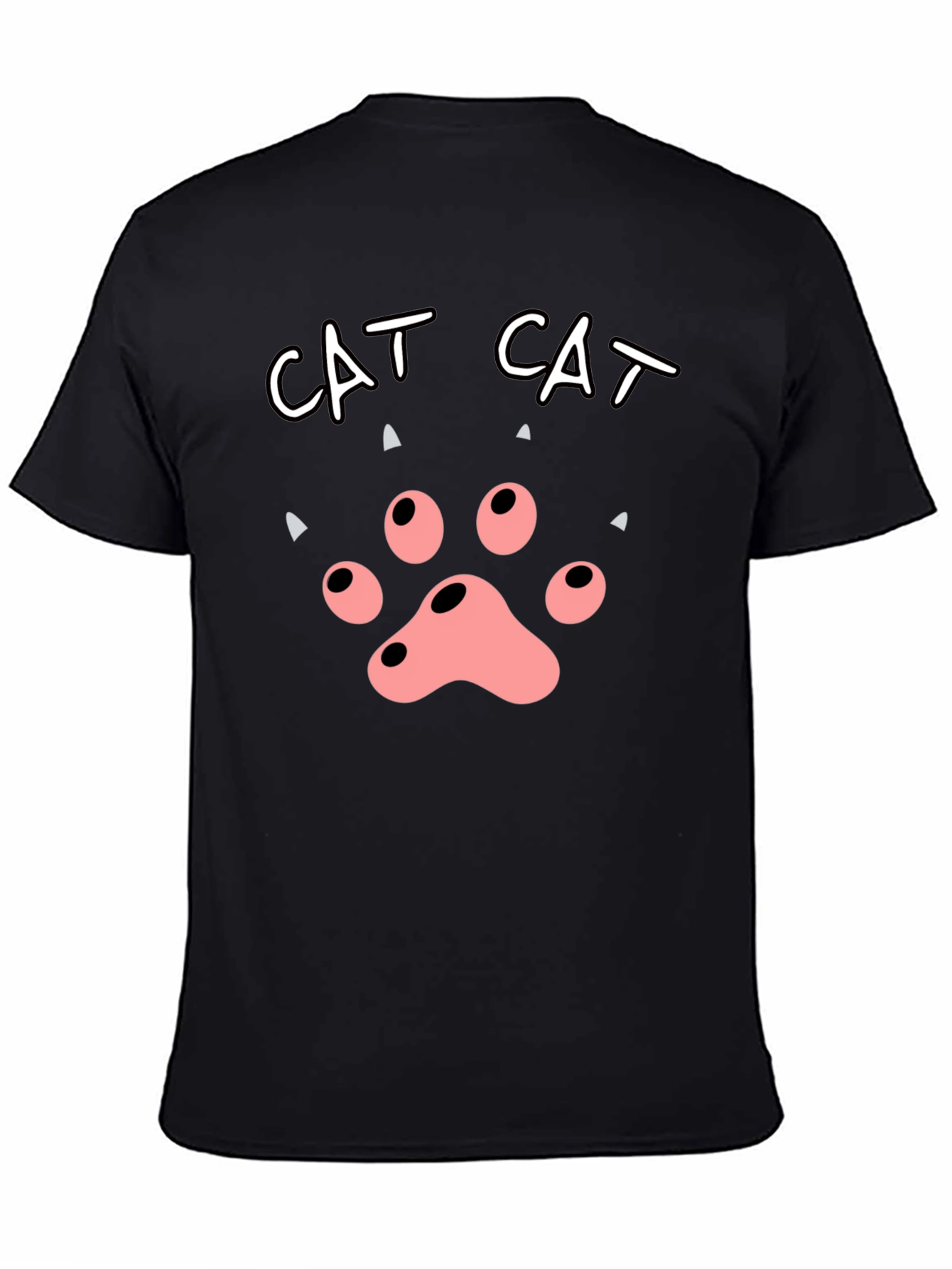 Cat Paw Print T-Shirt - Black