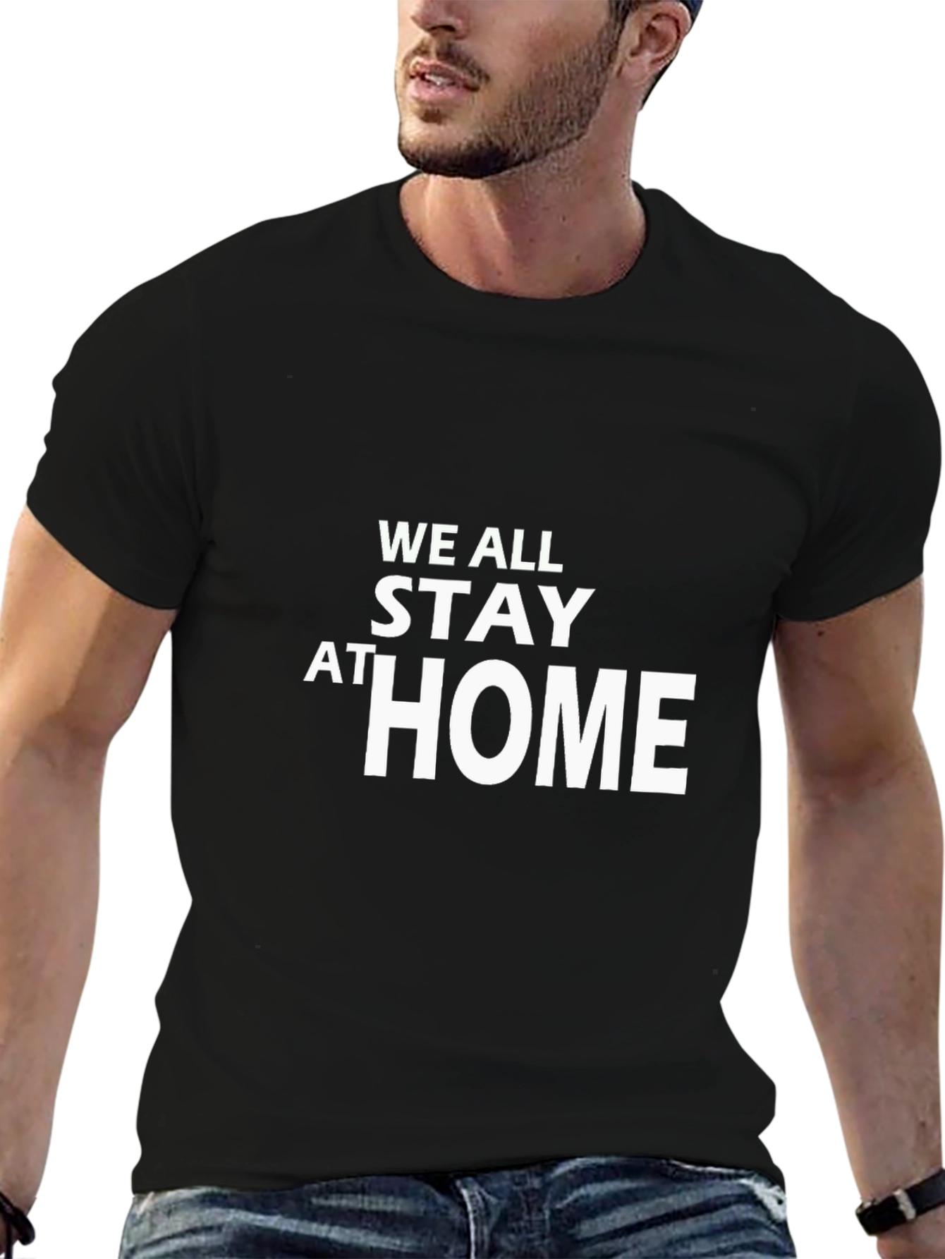 Stay Home T-Shirt - Black Graphic Tee