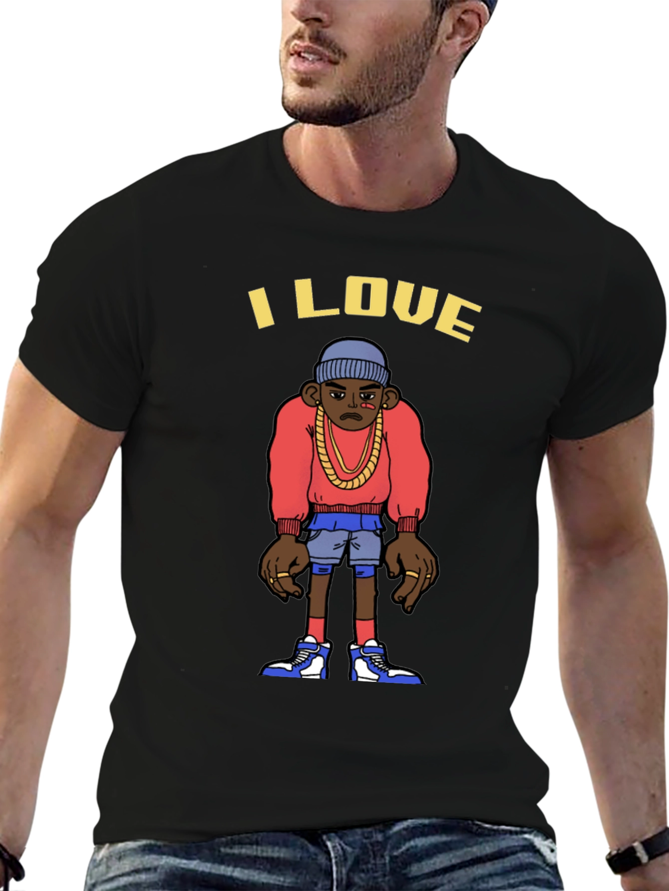 I Love Cartoon Character Graphic T-Shirt