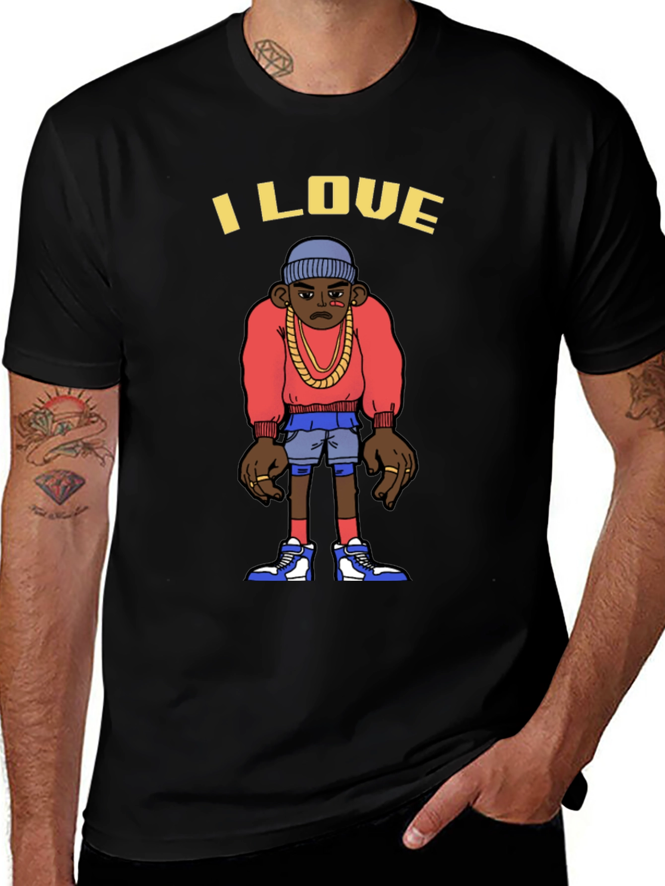 I Love Cartoon Character Graphic T-Shirt