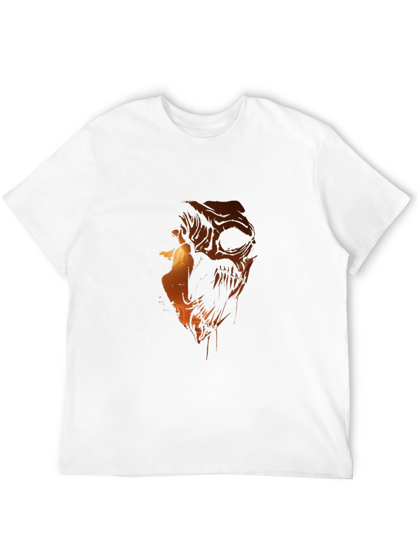 Fiery Skull Graphic Print Black T-Shirt
