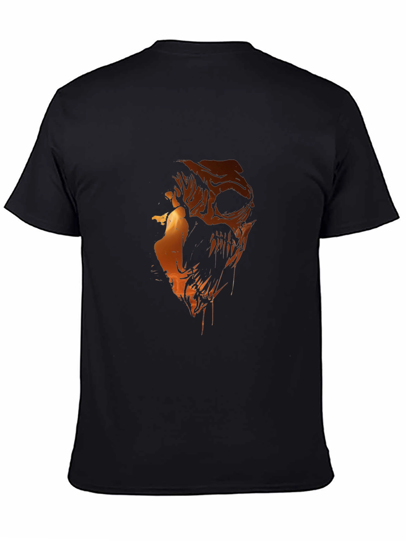 Fiery Skull Graphic Print Black T-Shirt
