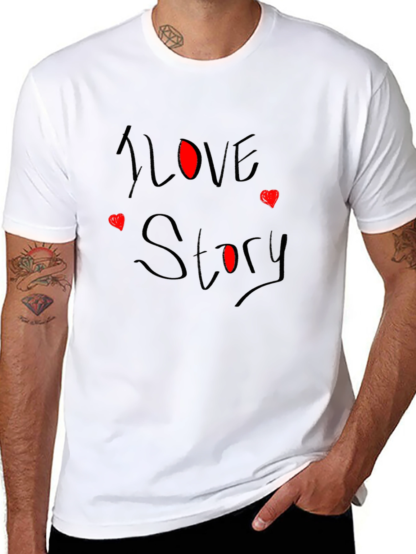 I Love Story Black Graphic Tee