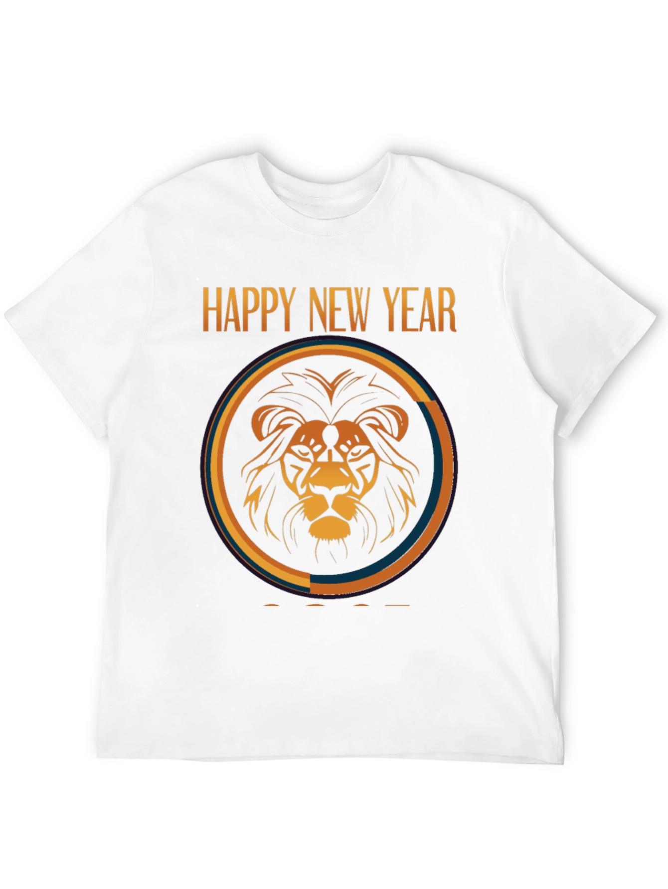Happy New Year Lion Graphic Black T-Shirt