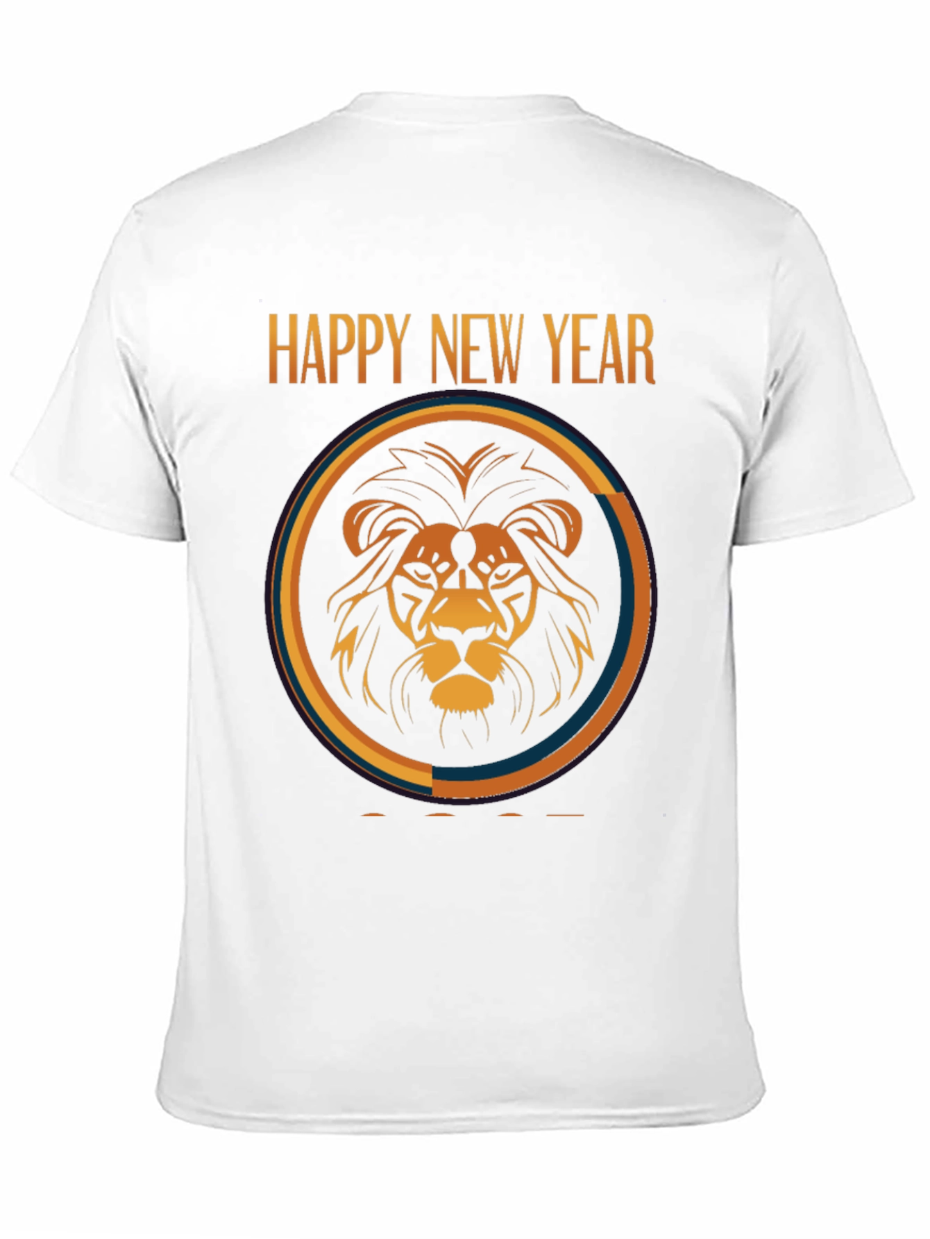 Happy New Year Lion Graphic Black T-Shirt