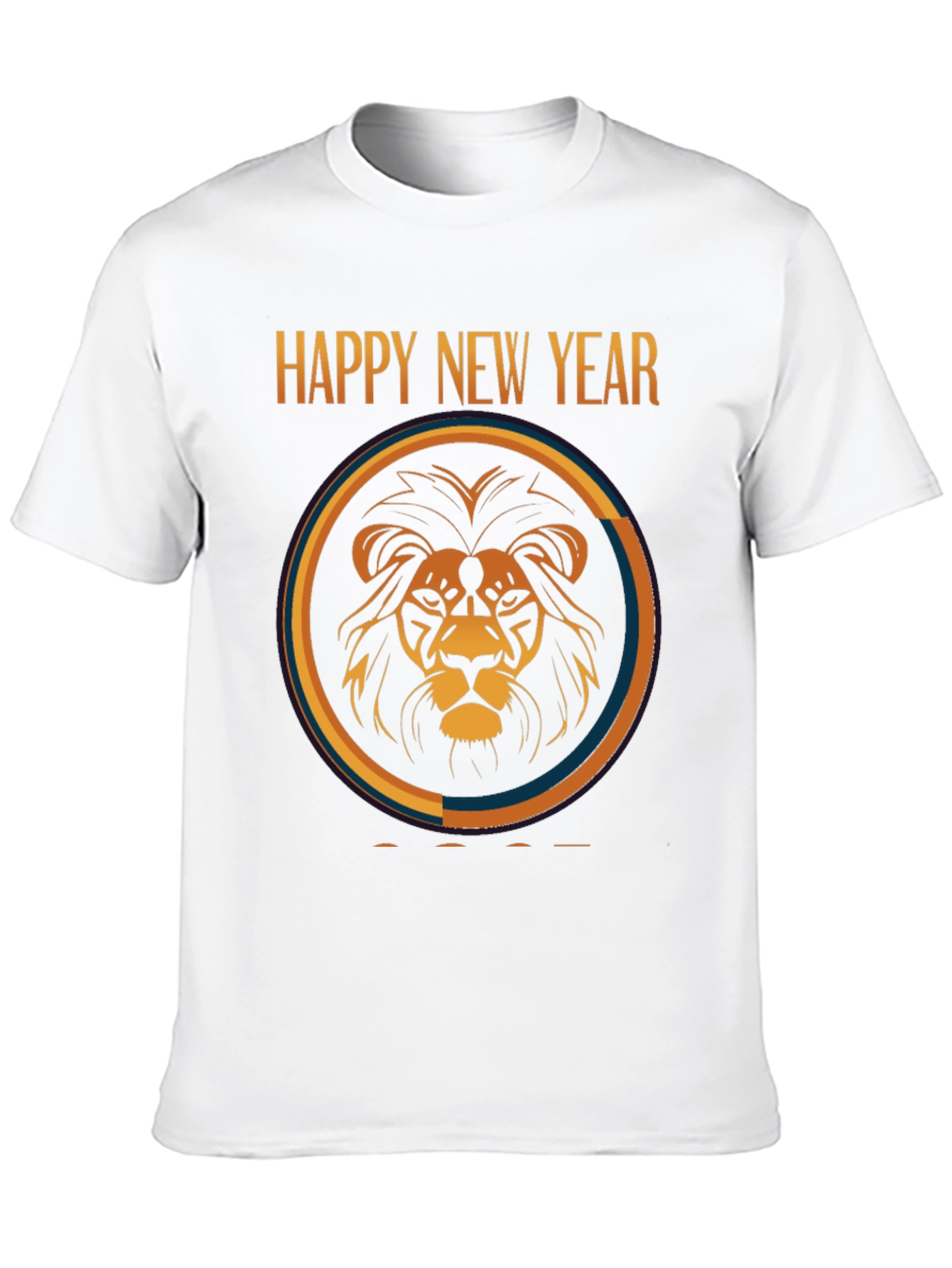 Happy New Year Lion Graphic Black T-Shirt