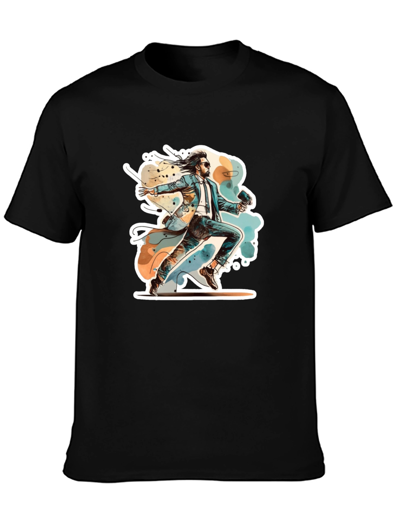 Retro Action Hero Graphic Black T-Shirt