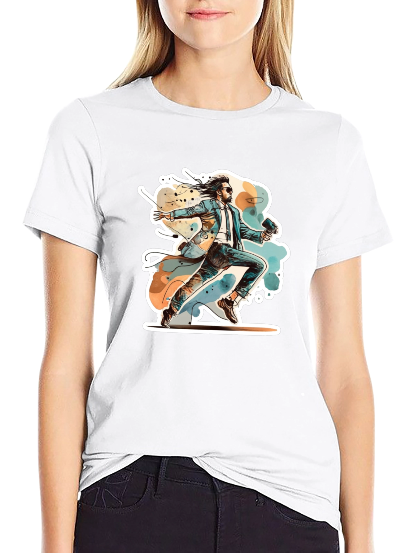 Retro Action Hero Graphic Black T-Shirt