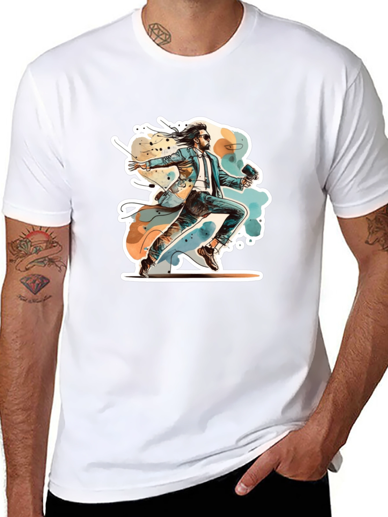 Retro Action Hero Graphic Black T-Shirt