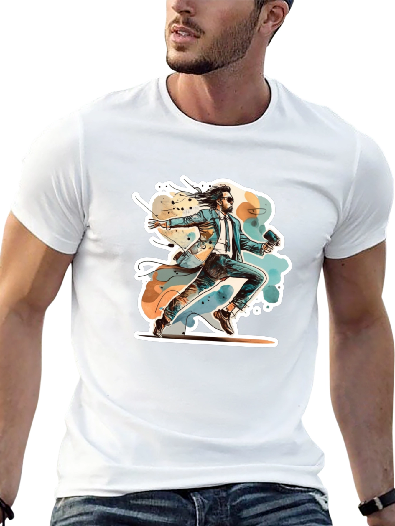 Retro Action Hero Graphic Black T-Shirt
