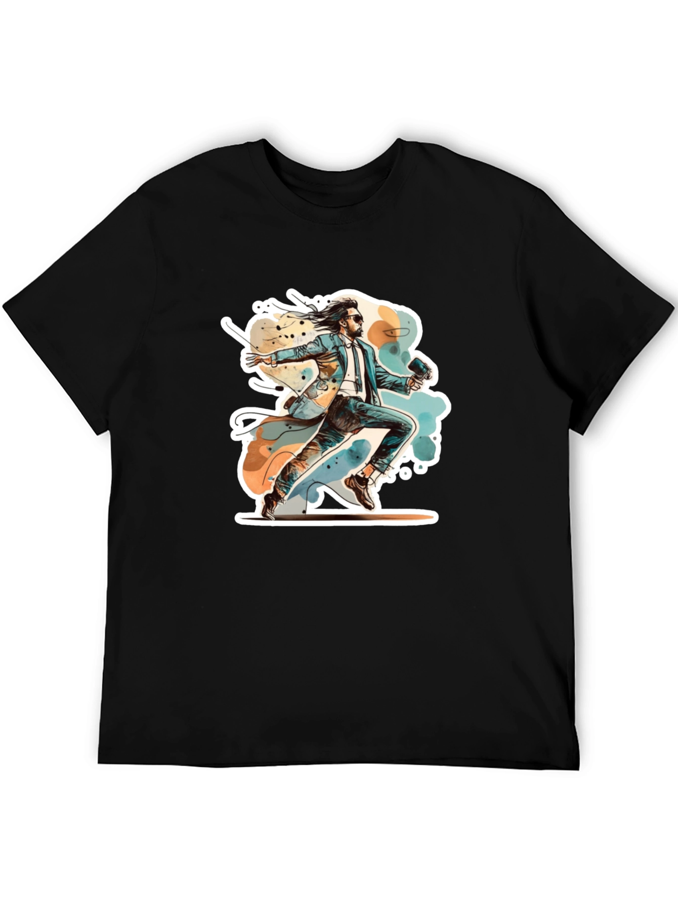 Retro Action Hero Graphic Black T-Shirt