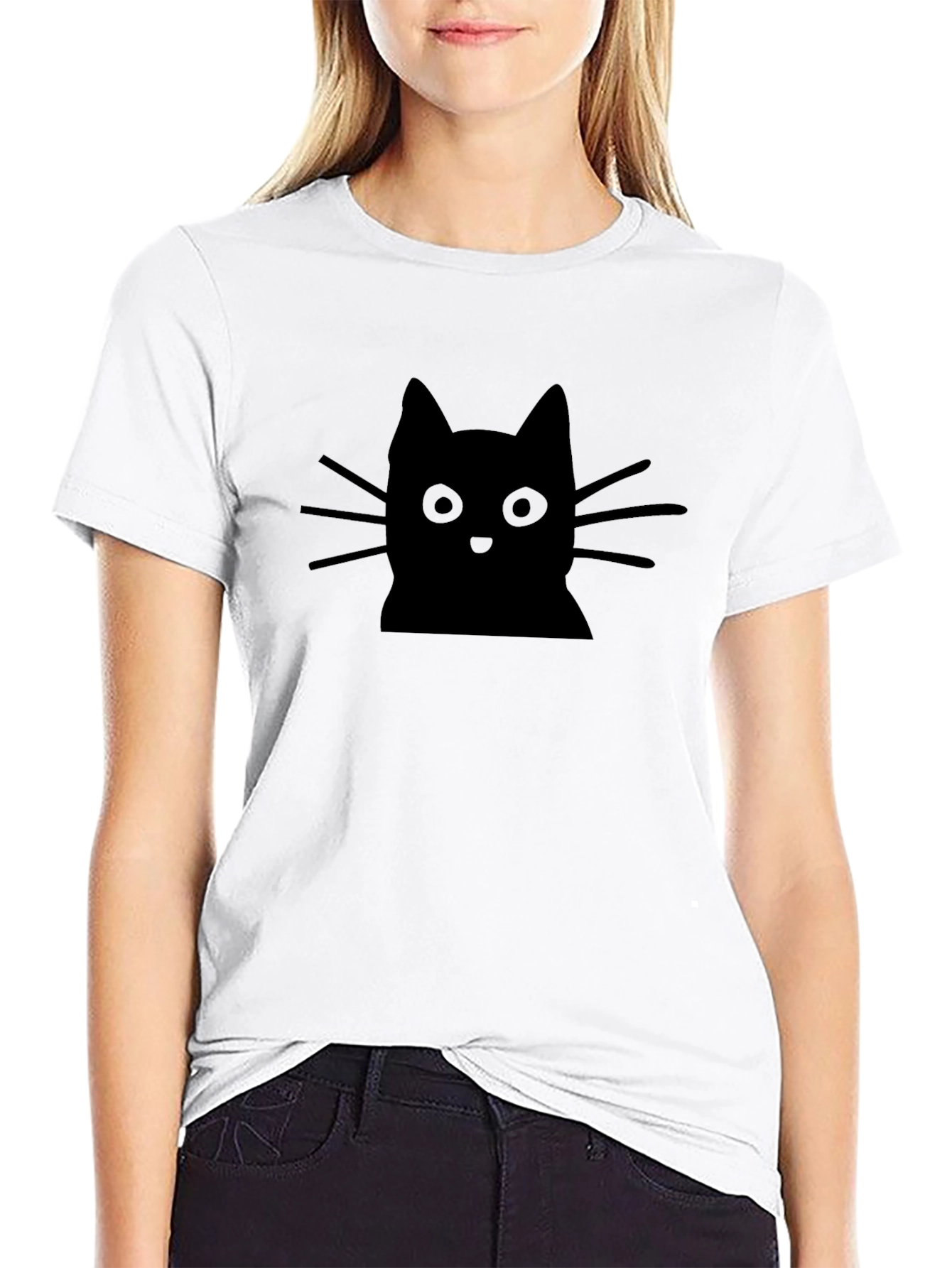 Black Cat Graphic Tee - Soft Cotton Blend