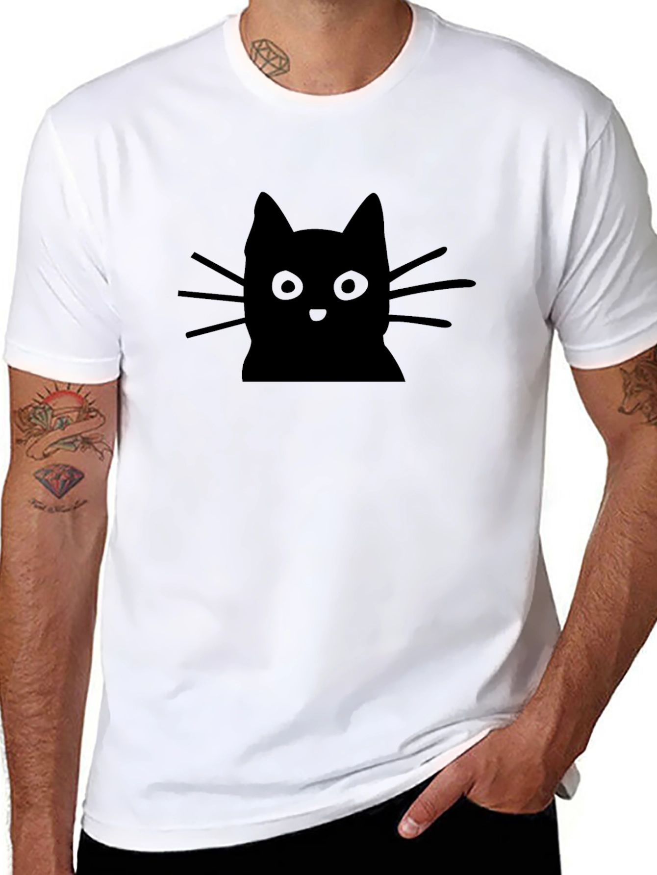Black Cat Graphic Tee - Soft Cotton Blend