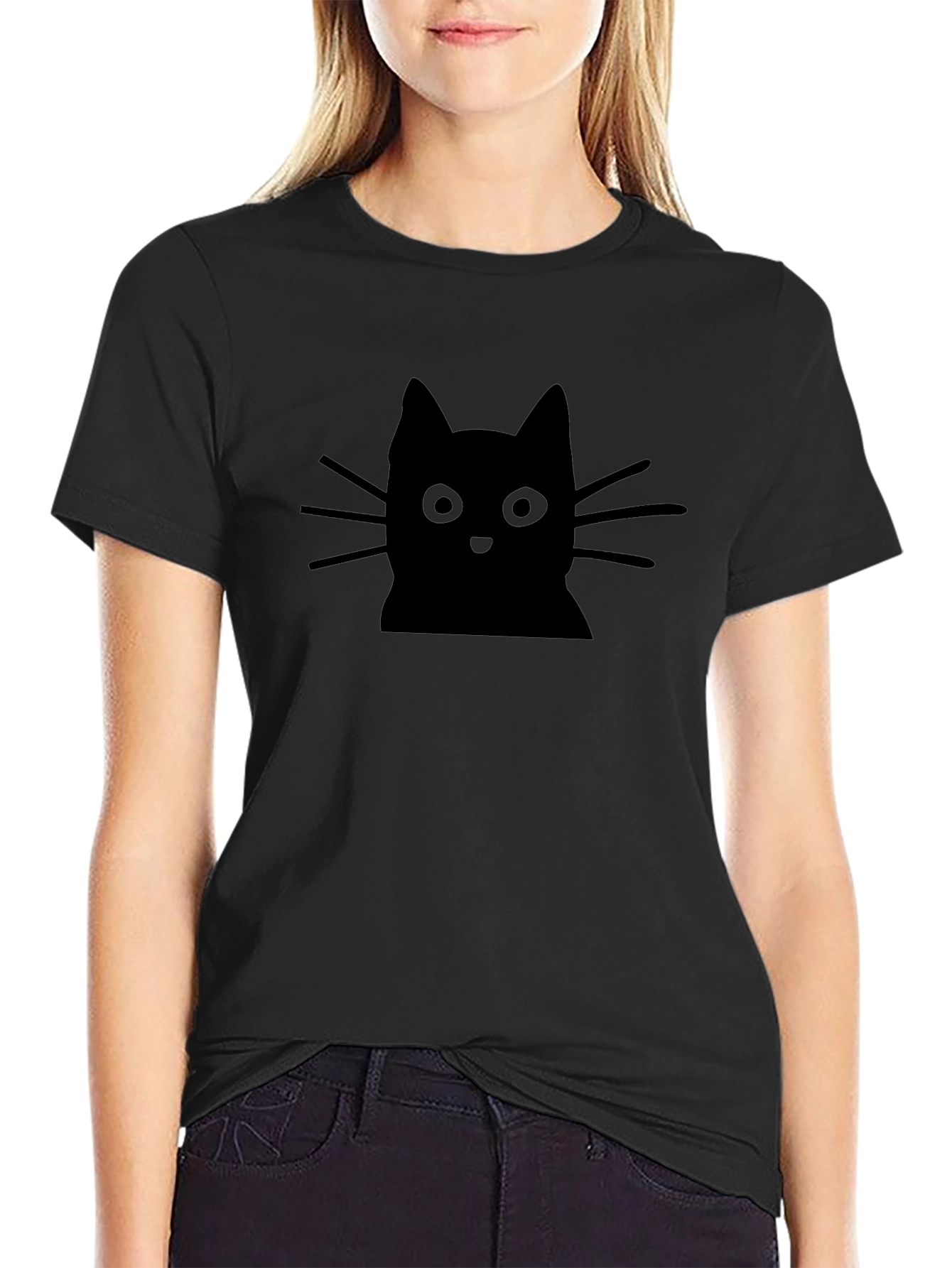 Black Cat Graphic Tee - Soft Cotton Blend