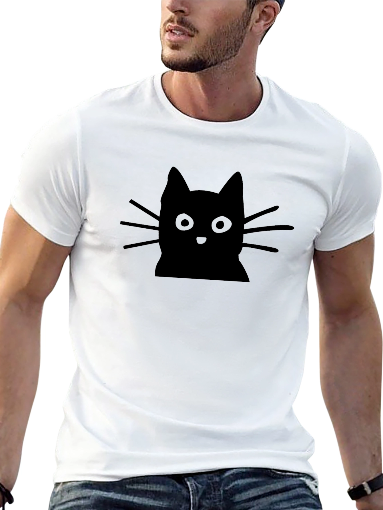 Black Cat Graphic Tee - Soft Cotton Blend