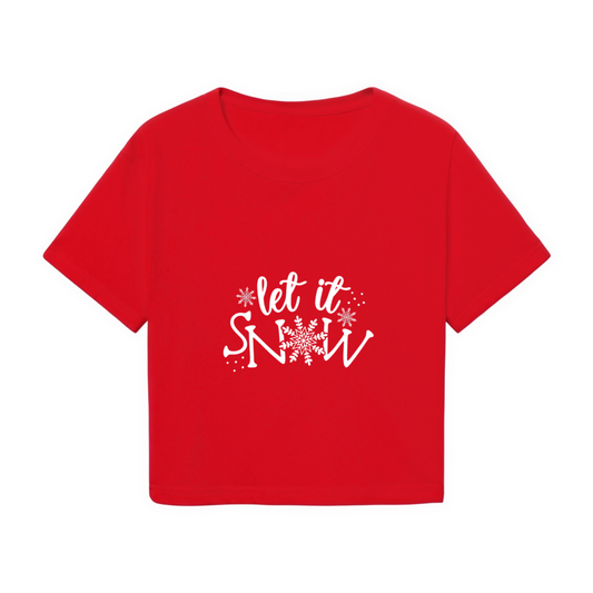 Let It Snow Snowflake Festive Christmas Women Crop Top