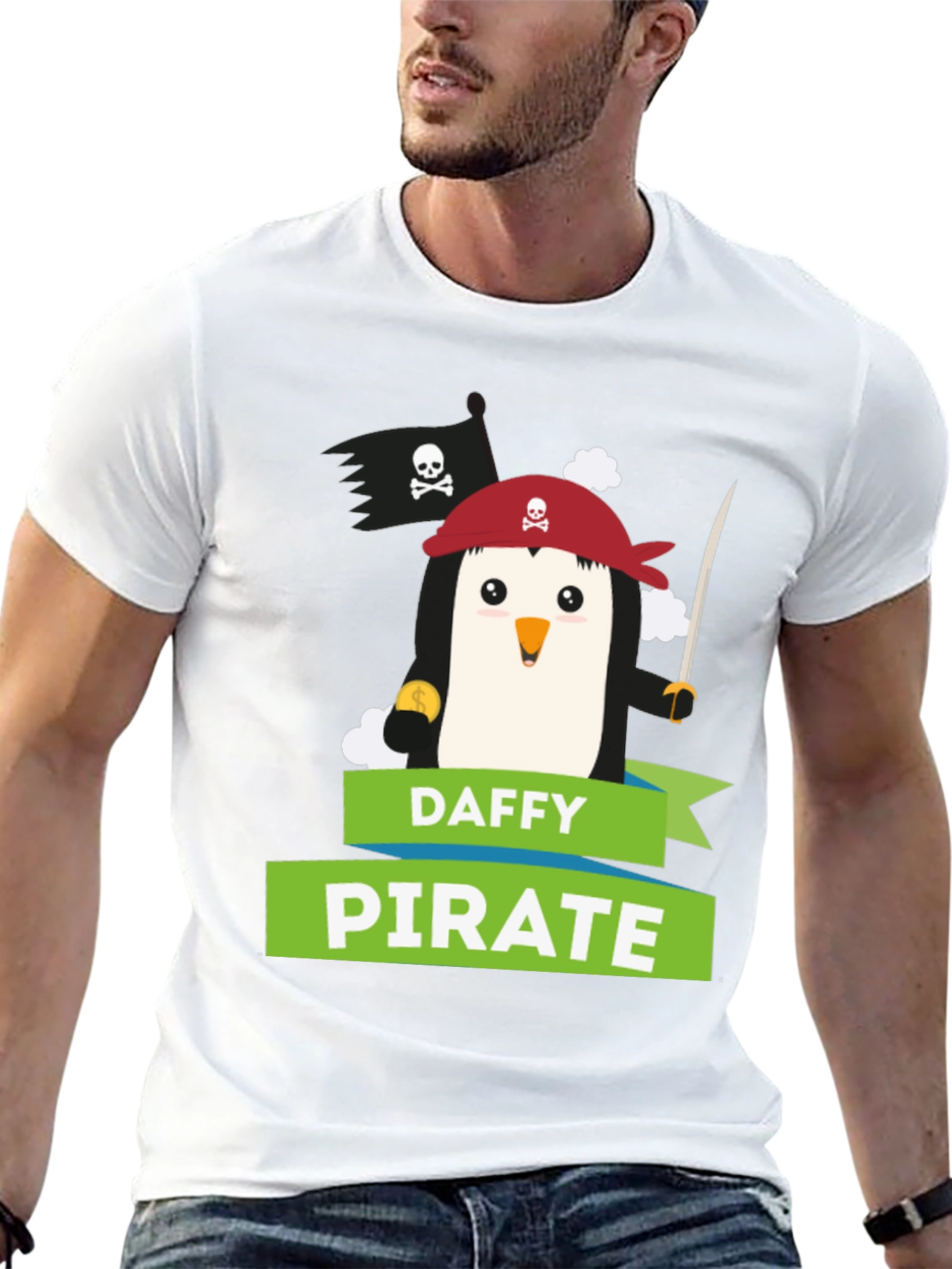 Daffy Pirate Penguin Graphic T-Shirt