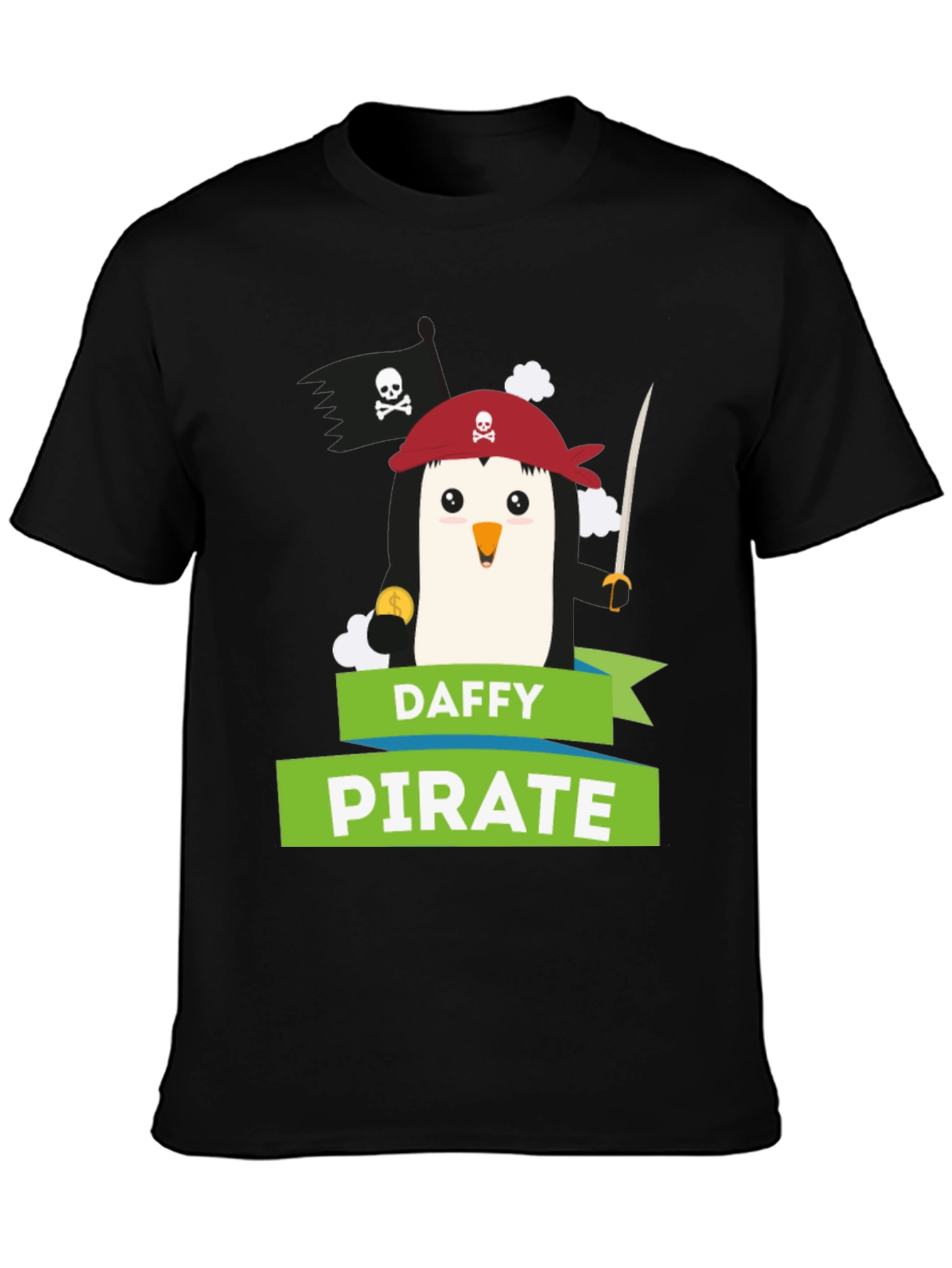 Daffy Pirate Penguin Graphic T-Shirt